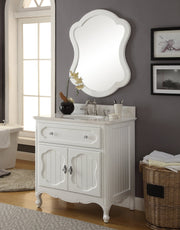 Chans Furniture GD-1533WT 34 Inch White Charming Cottage Chic Knoxville Vanity