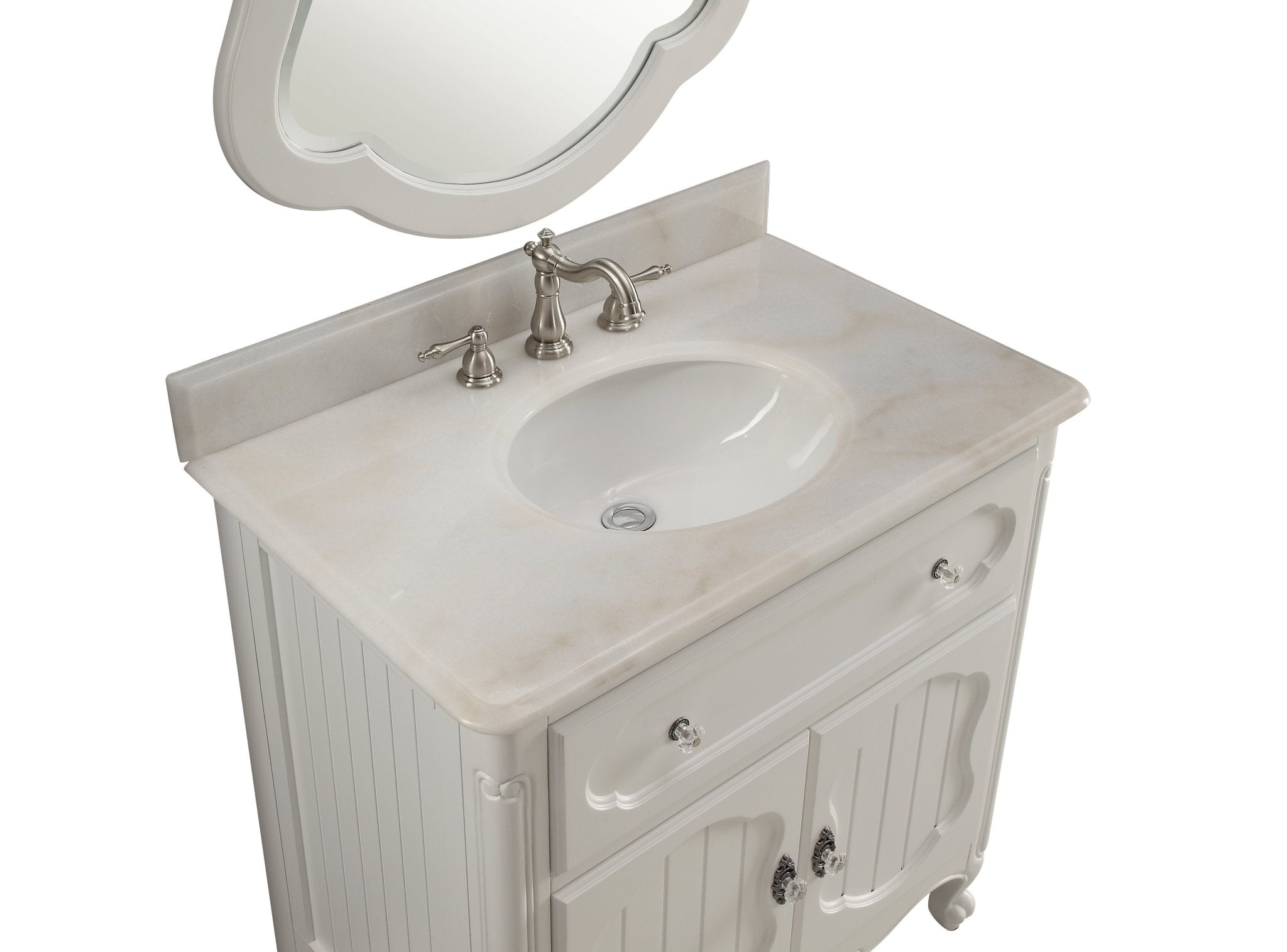 Chans Furniture GD-1533WT 34 Inch White Charming Cottage Chic Knoxville Vanity