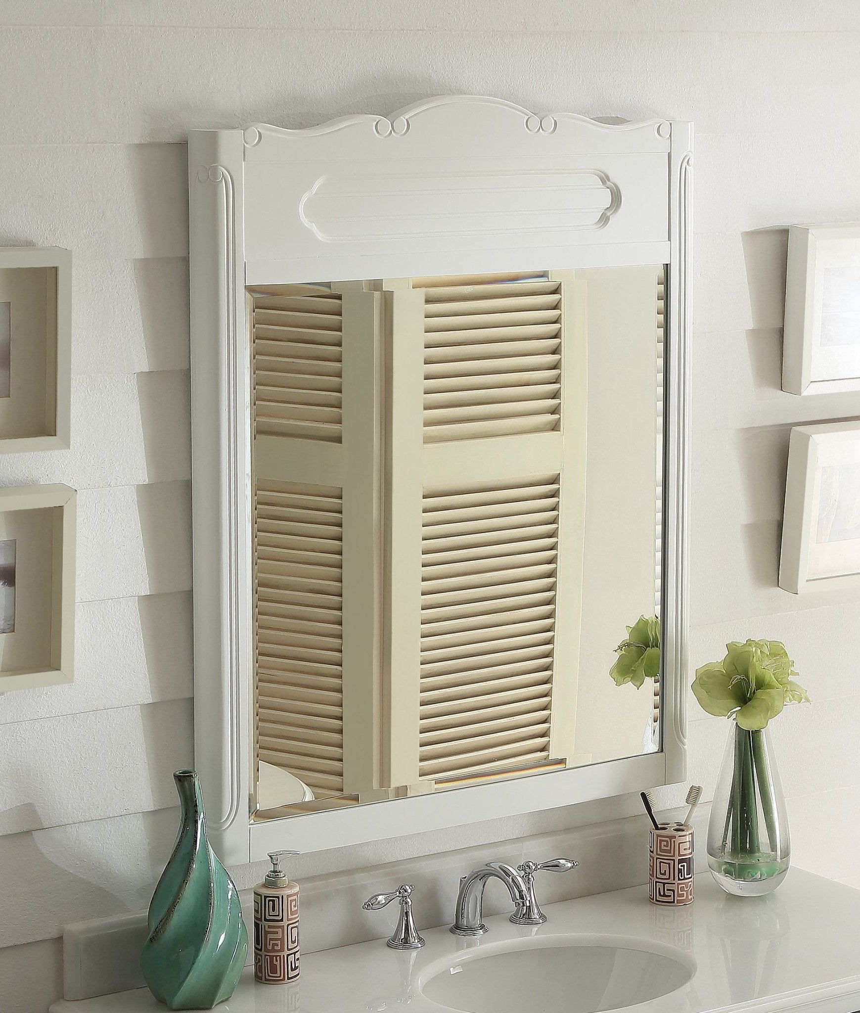 Chans Furniture MR-1522W 34" Knoxville White Bathroom Vanity Mirror