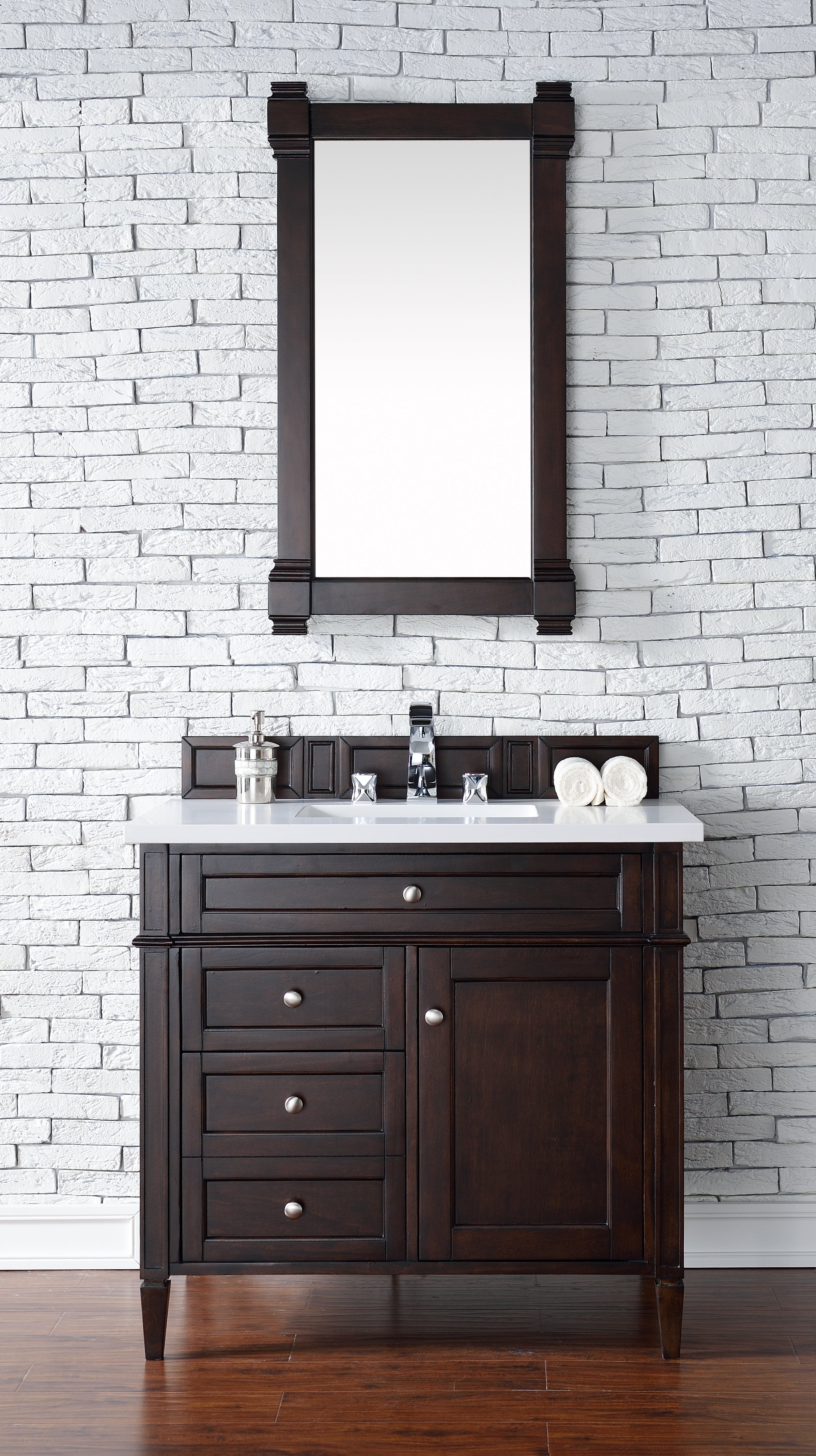 James Martin Brittany 36" Single Vanity in Burnished Mahogany with 3cm Countertop