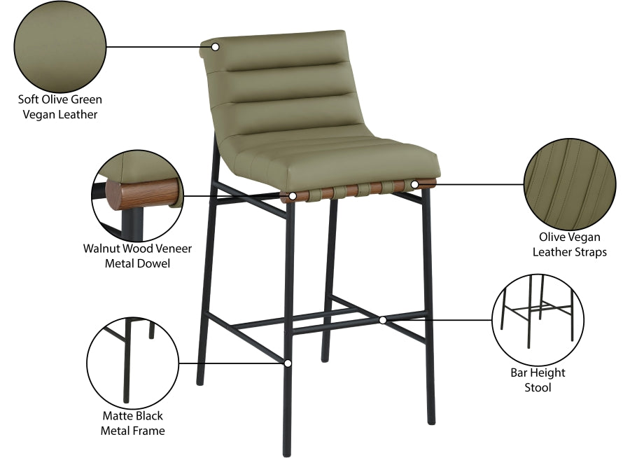 Burke Vegan Leather Upholstered Bar Stools