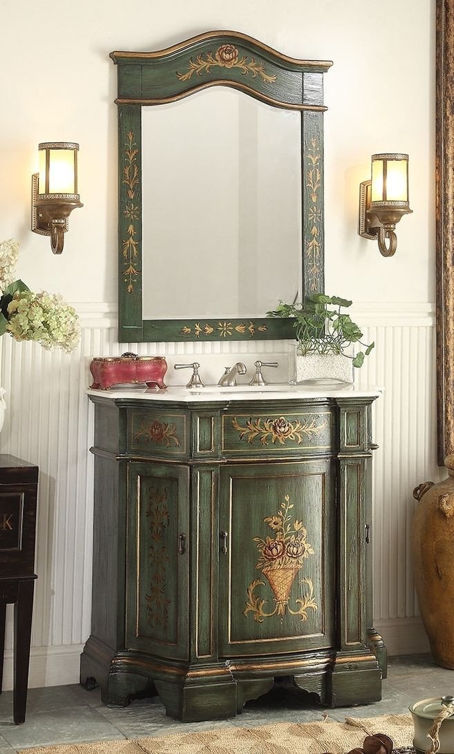 Chans Furniture HF-090G 35" Hand painted Crossfield Bathroom Sink Vanity