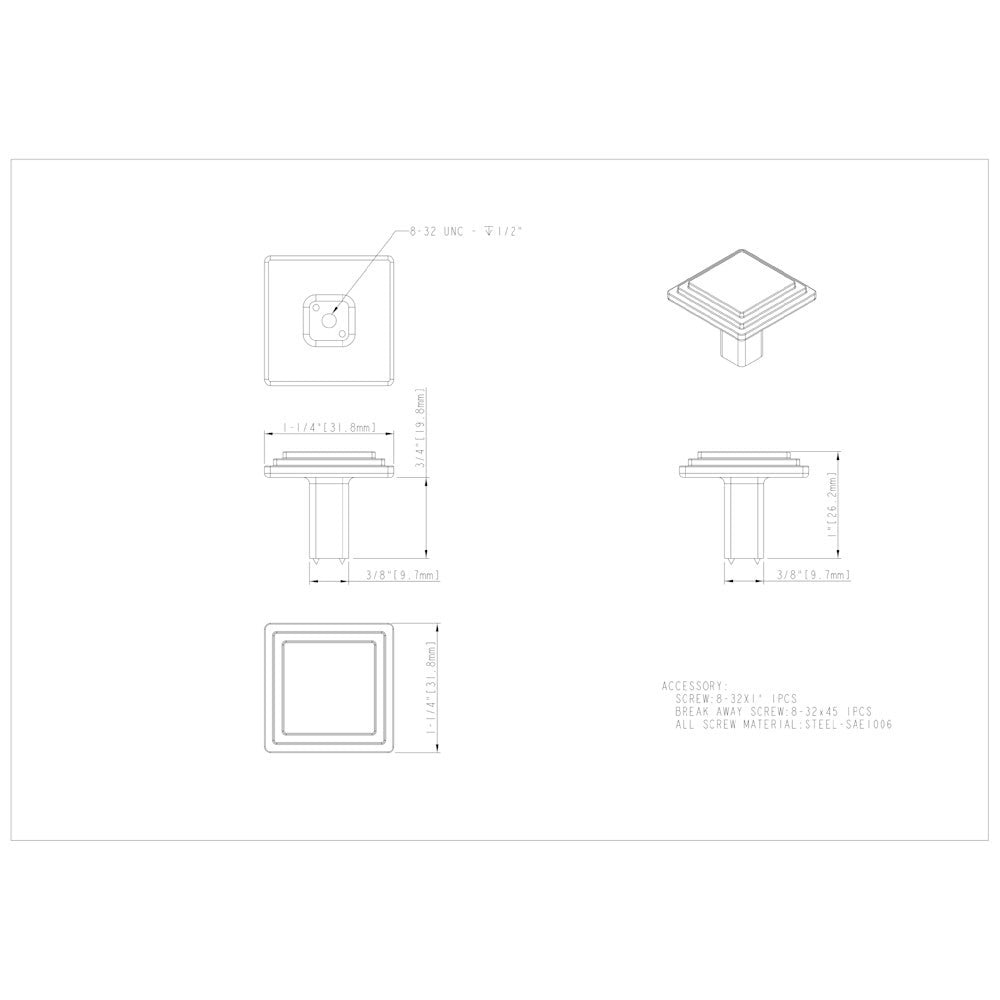 Hardware Resources Square Calloway Cabinet Knob