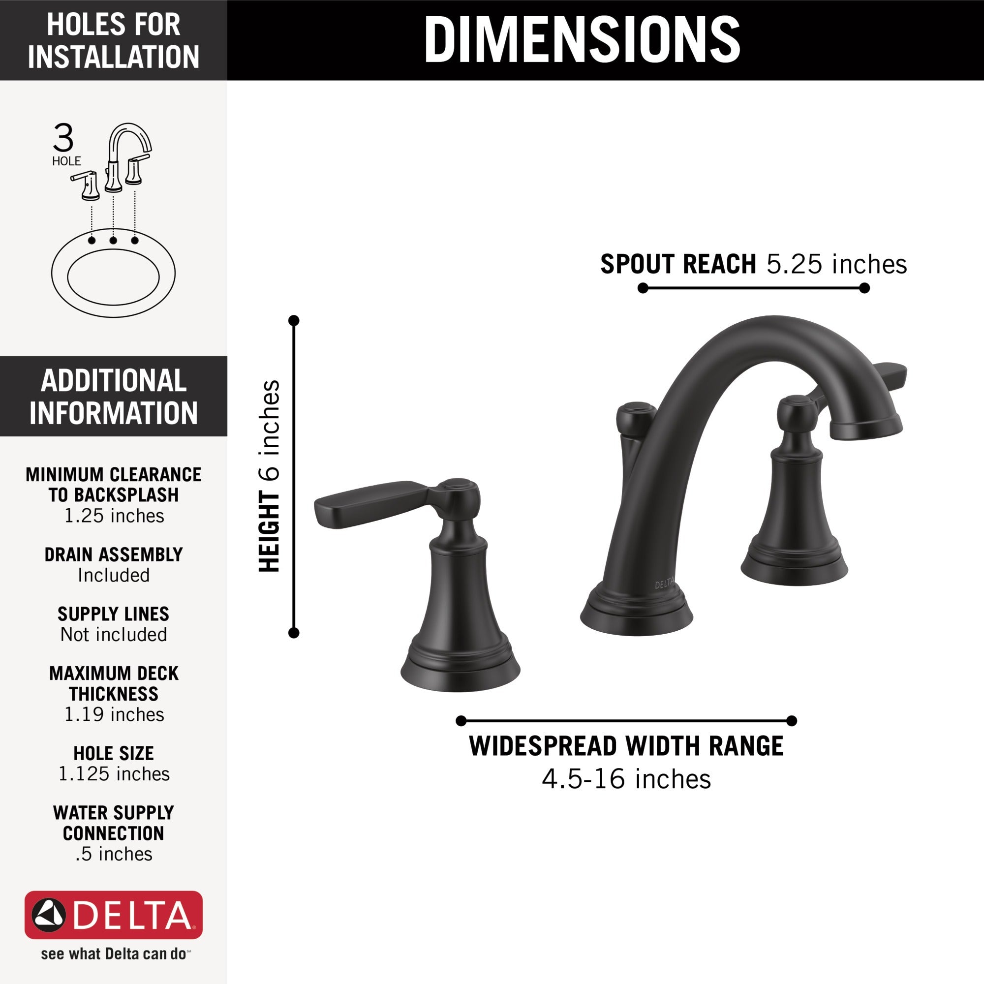 Delta Woodhurst™ Two Handle Widespread Bathroom Faucet