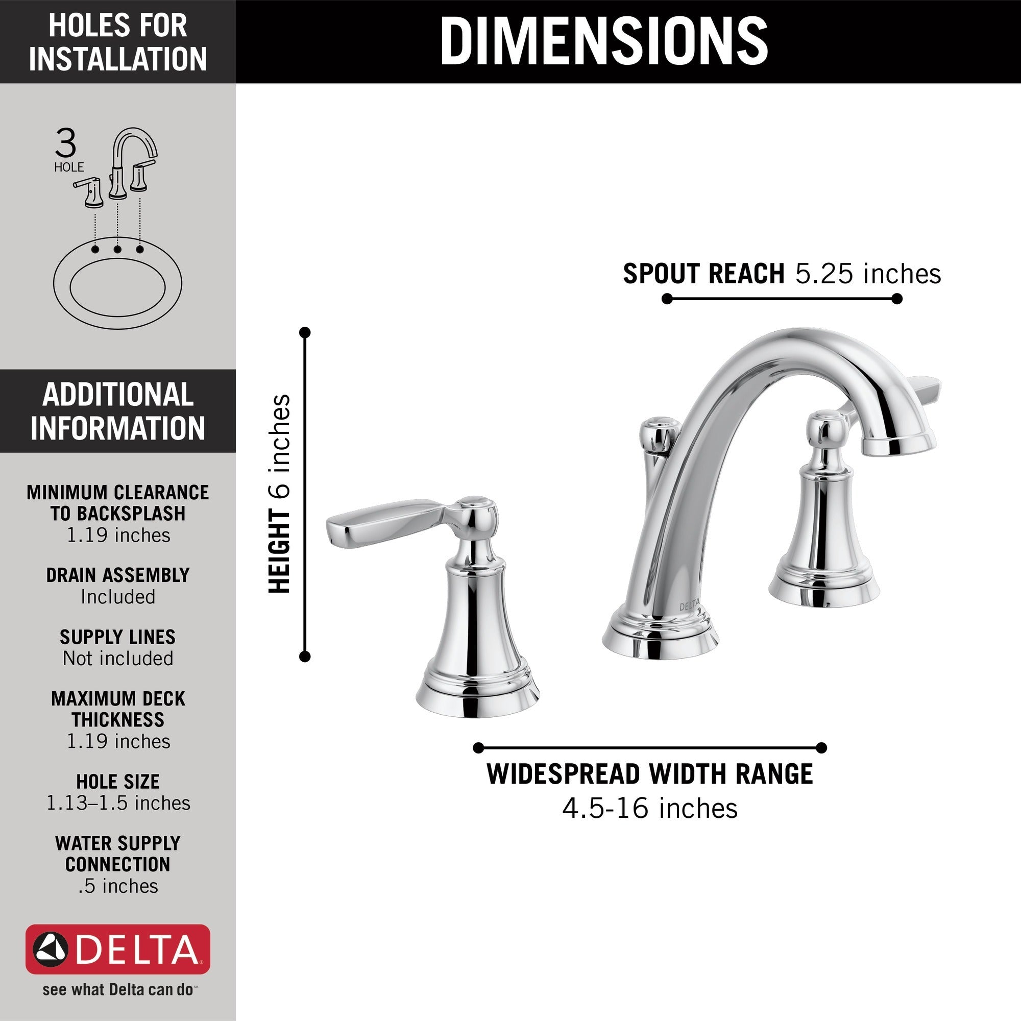 Delta Woodhurst™ Two Handle Widespread Bathroom Faucet