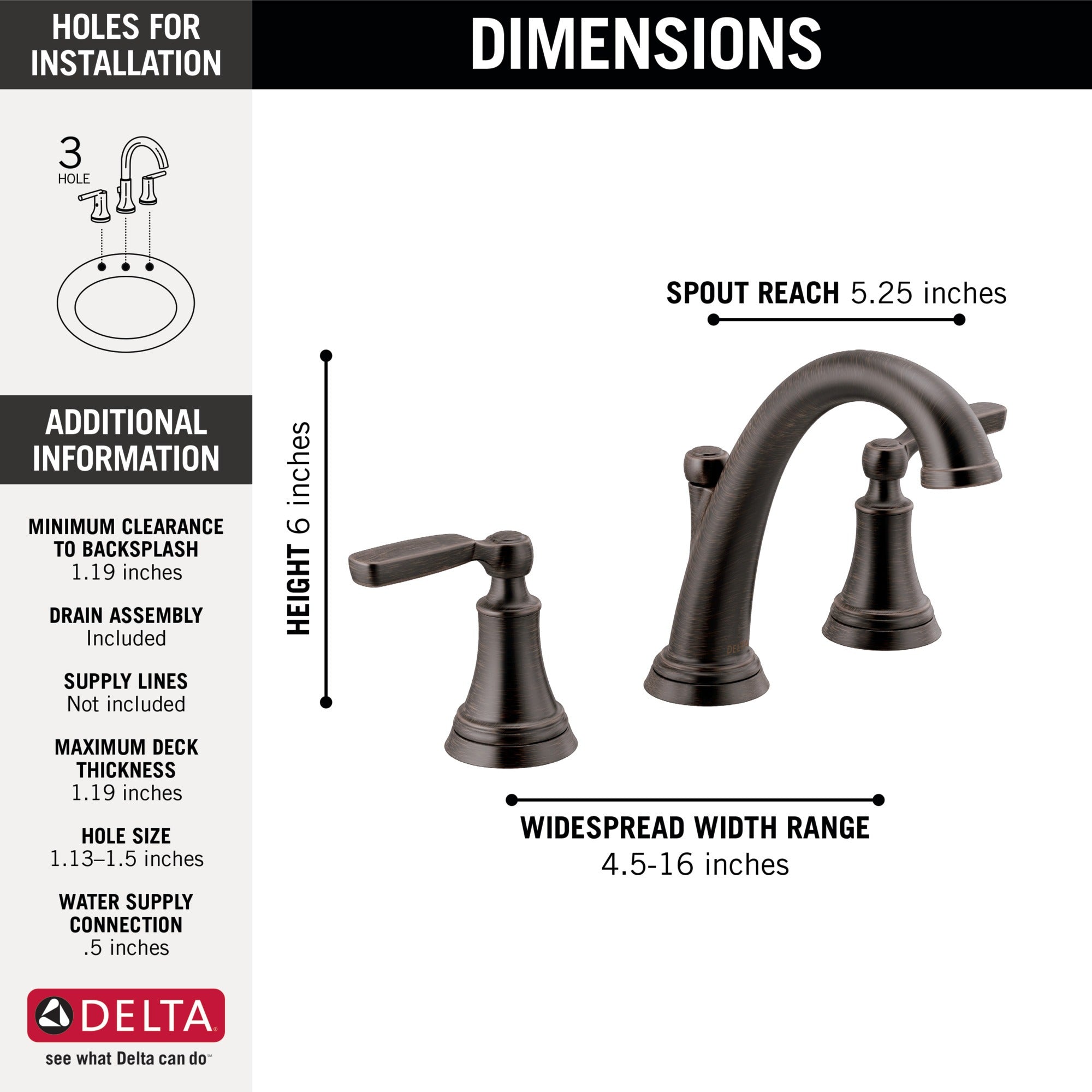 Delta Woodhurst™ Two Handle Widespread Bathroom Faucet