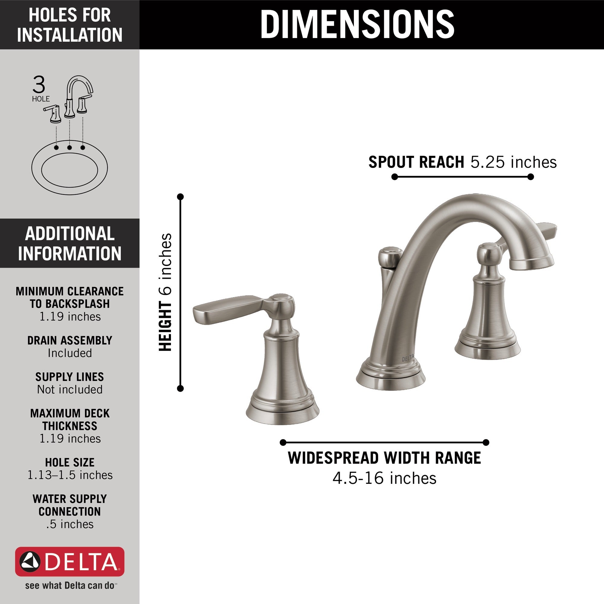 Delta Woodhurst™ Two Handle Widespread Bathroom Faucet