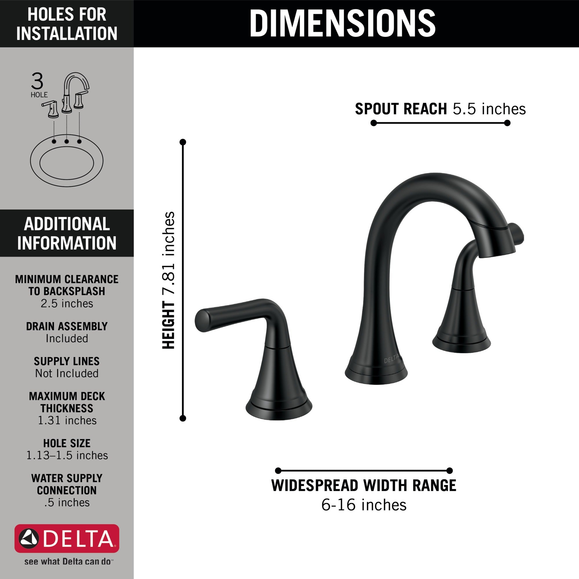 Delta Kayra® Two Handle Widespread Pull-Down Bathroom Faucet