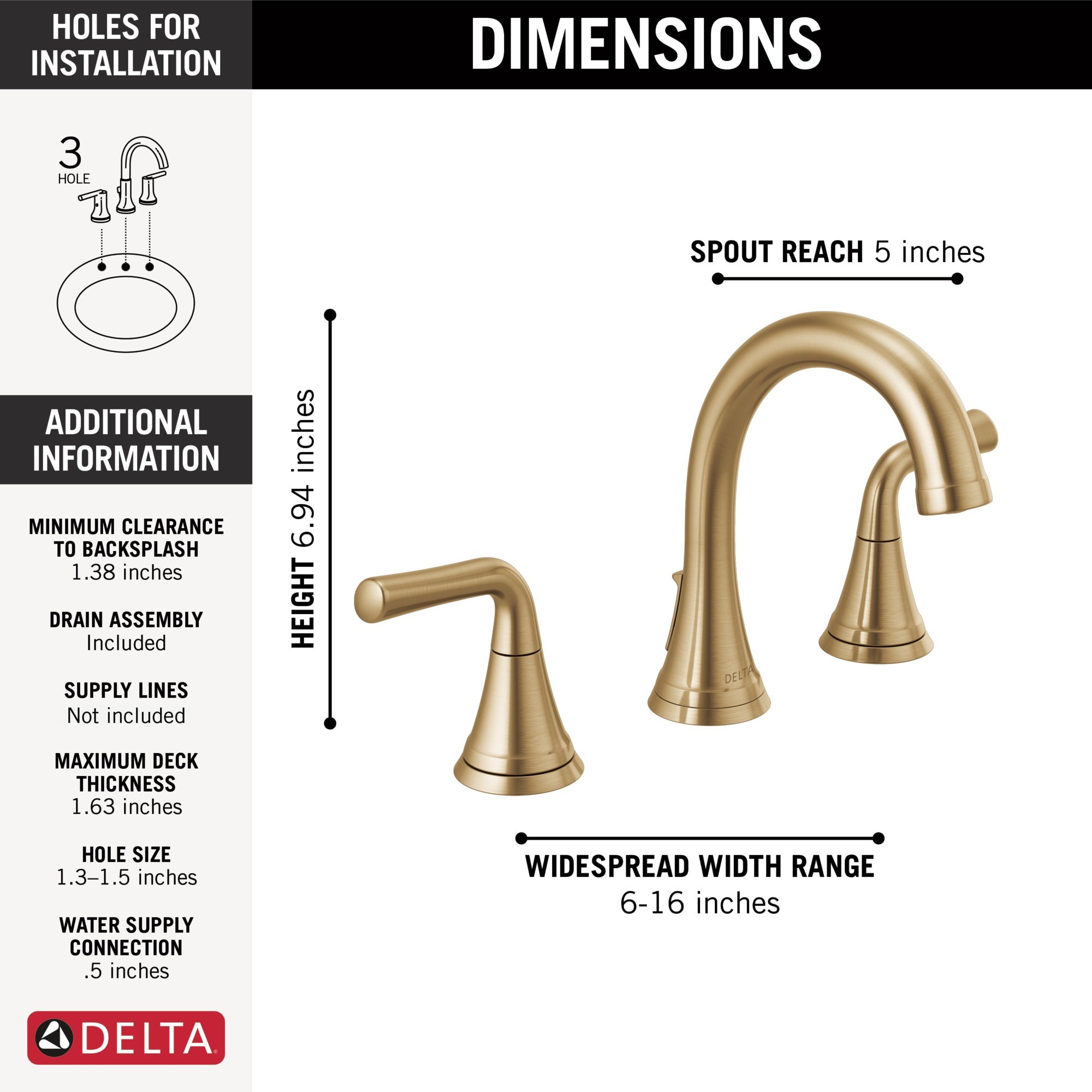 Delta Kayra® Two Handle Widespread Bathroom Faucet