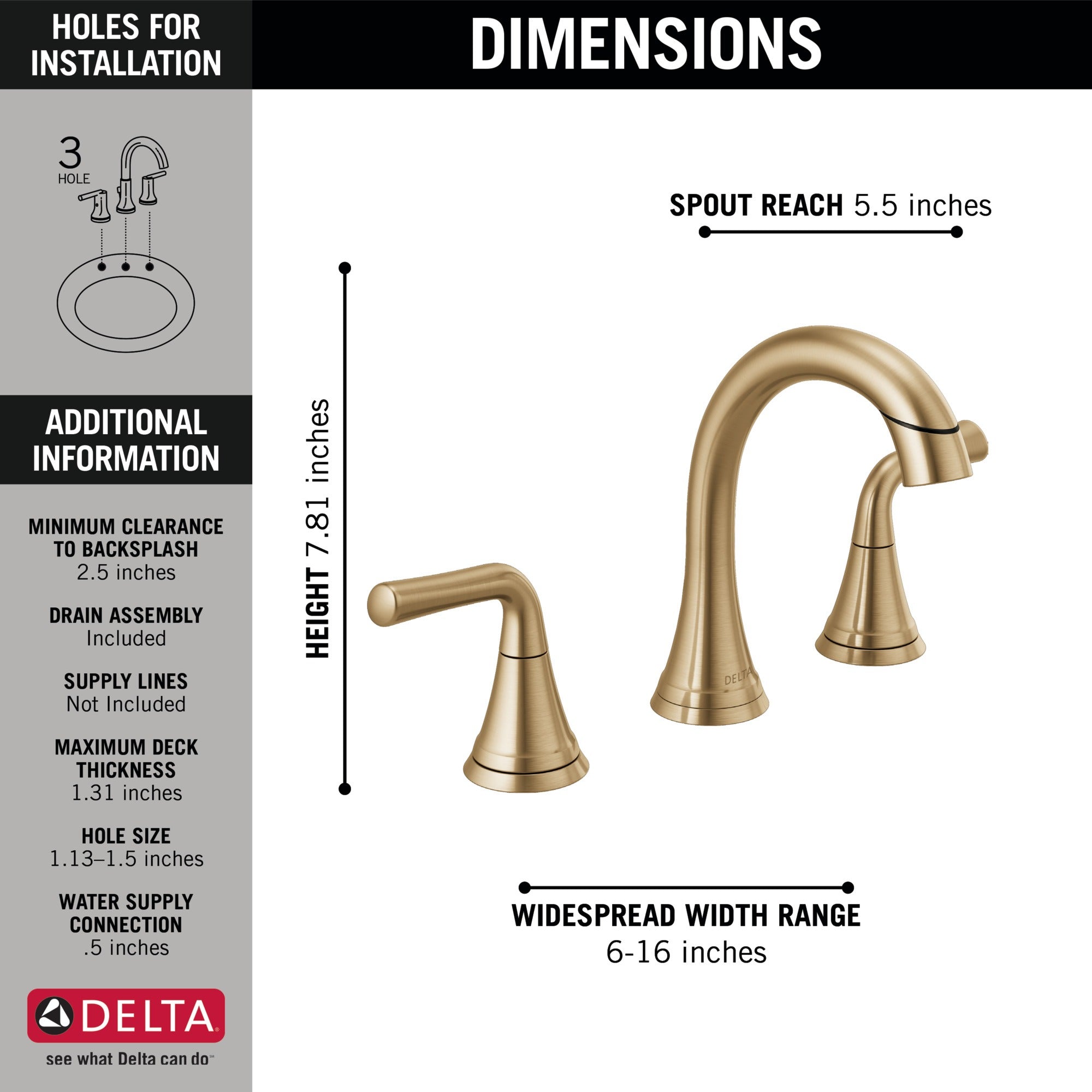 Delta Kayra® Two Handle Widespread Pull-Down Bathroom Faucet