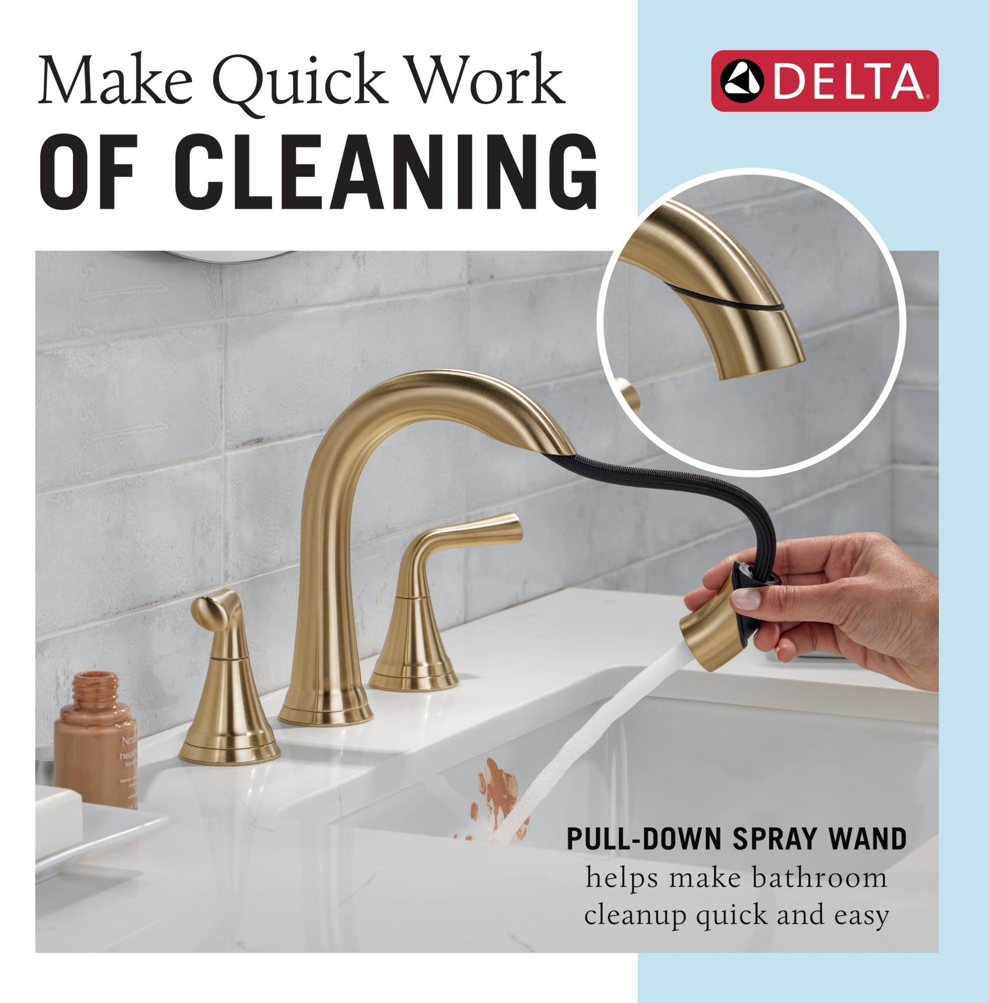 Delta Kayra® Two Handle Widespread Pull-Down Bathroom Faucet