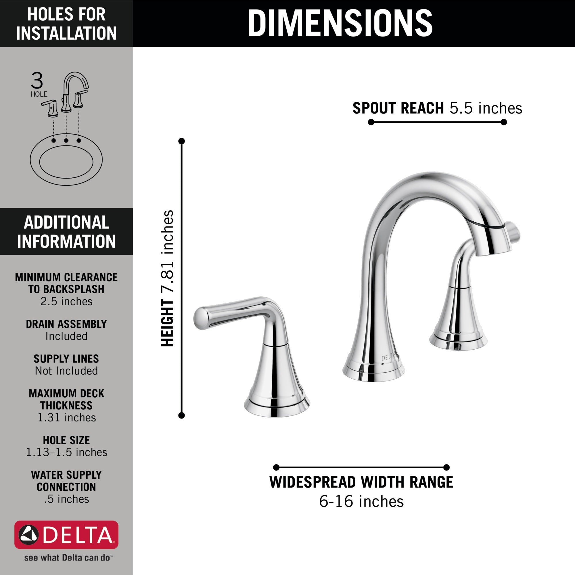 Delta Kayra® Two Handle Widespread Pull-Down Bathroom Faucet