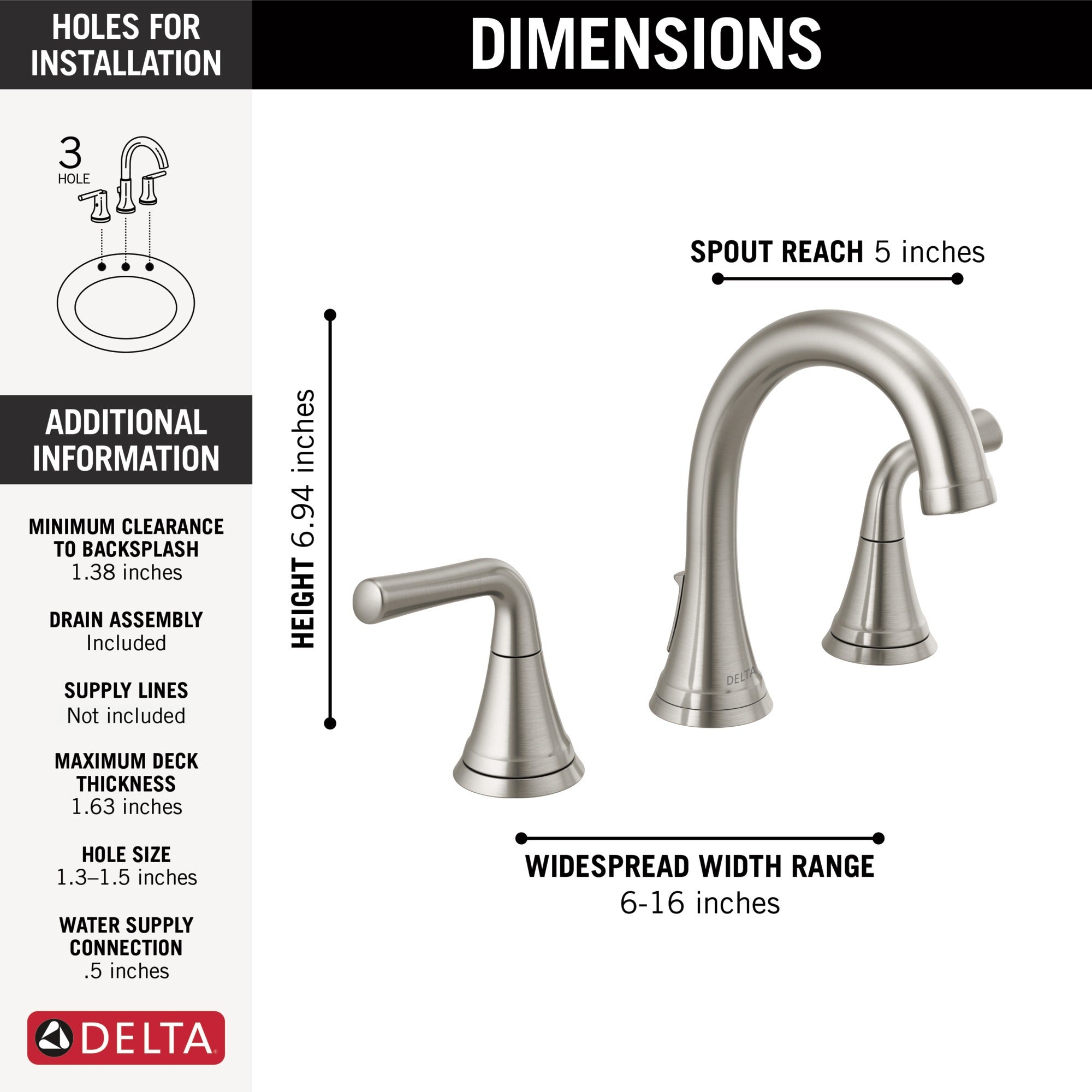 Delta Kayra® Two Handle Widespread Bathroom Faucet