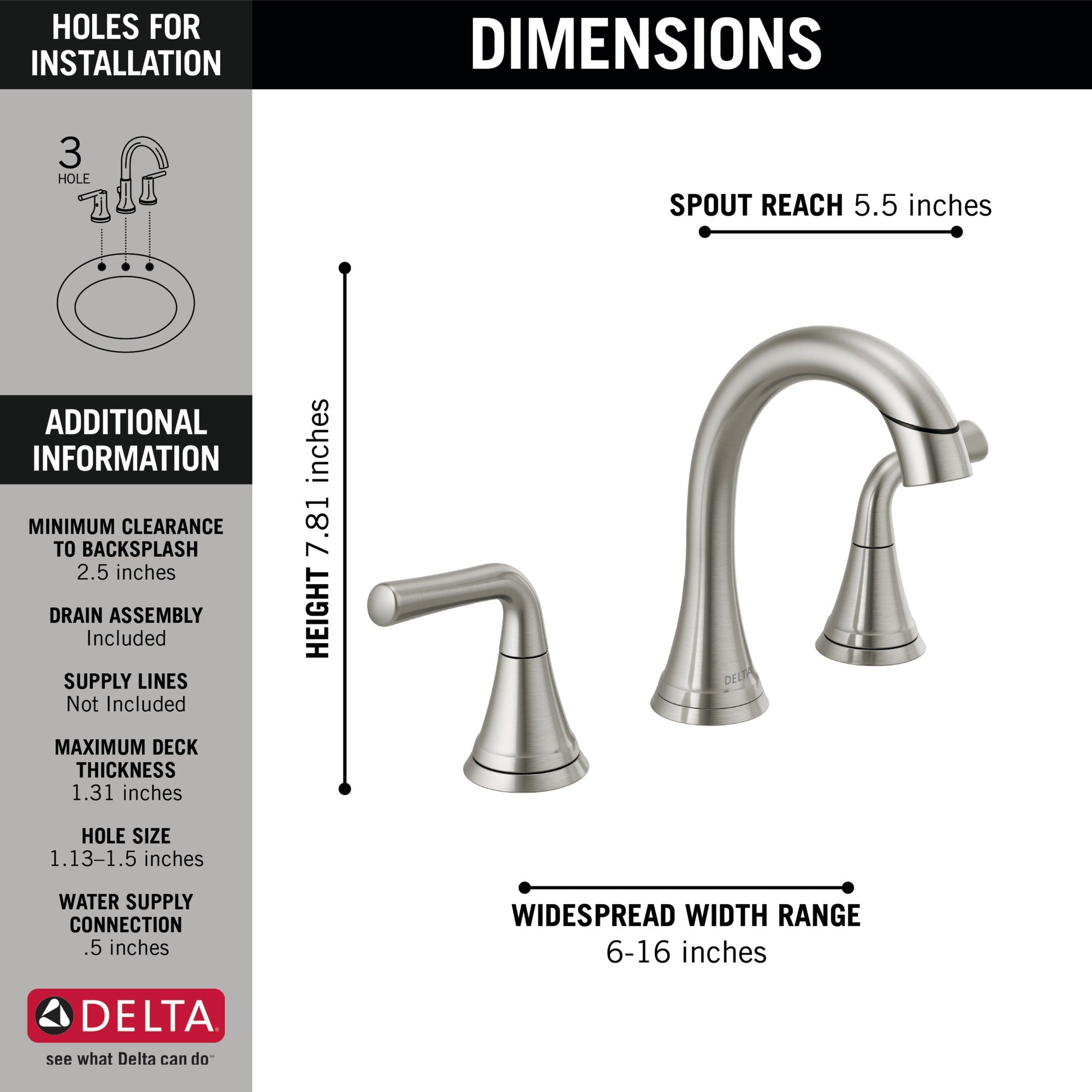 Delta Kayra® Two Handle Widespread Pull-Down Bathroom Faucet