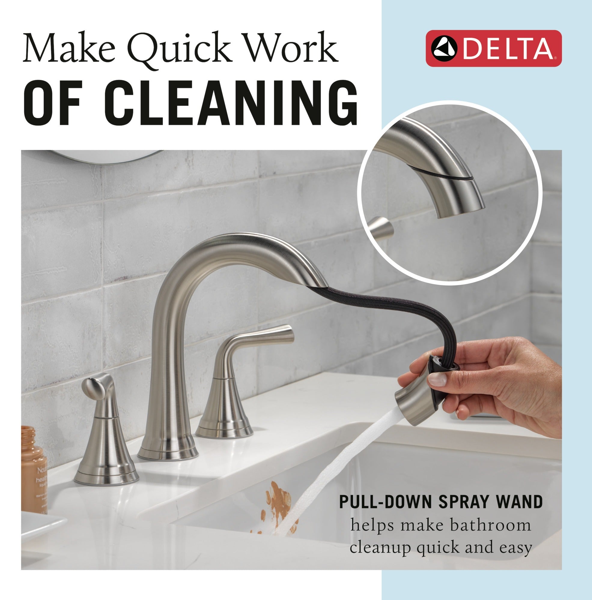 Delta Kayra® Two Handle Widespread Pull-Down Bathroom Faucet