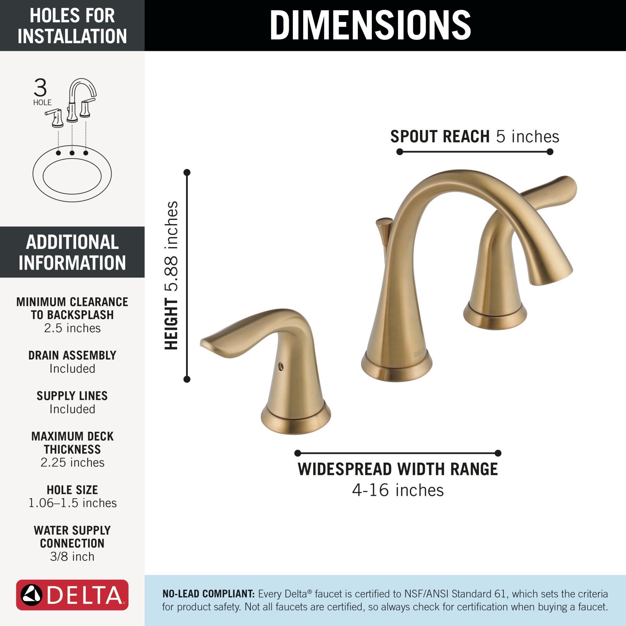 Delta Lahara® Two Handle Widespread Bathroom Faucet