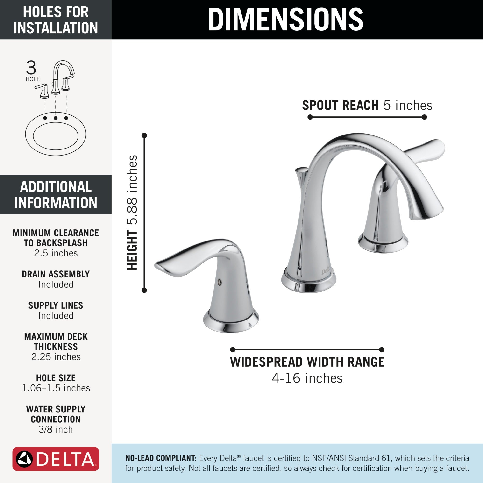 Delta Lahara® Two Handle Widespread Bathroom Faucet