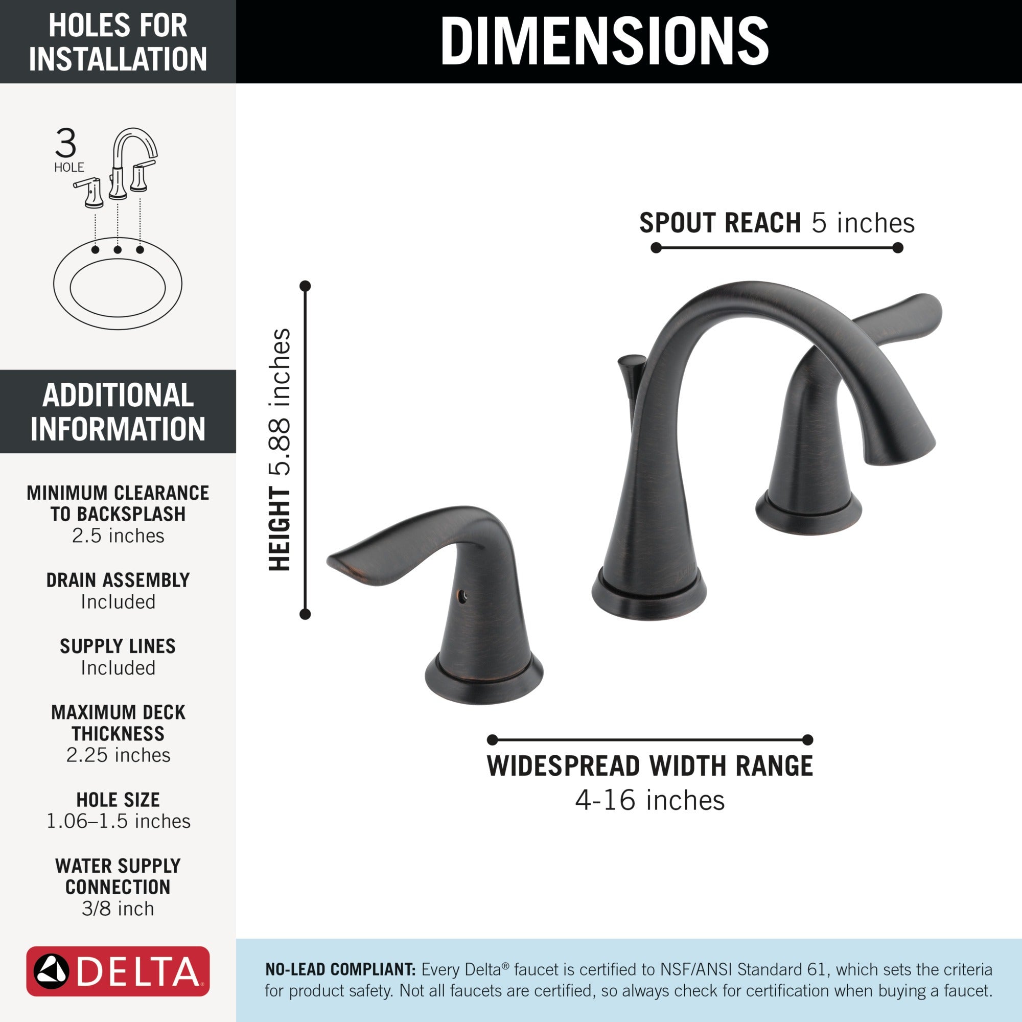 Delta Lahara® Two Handle Widespread Bathroom Faucet