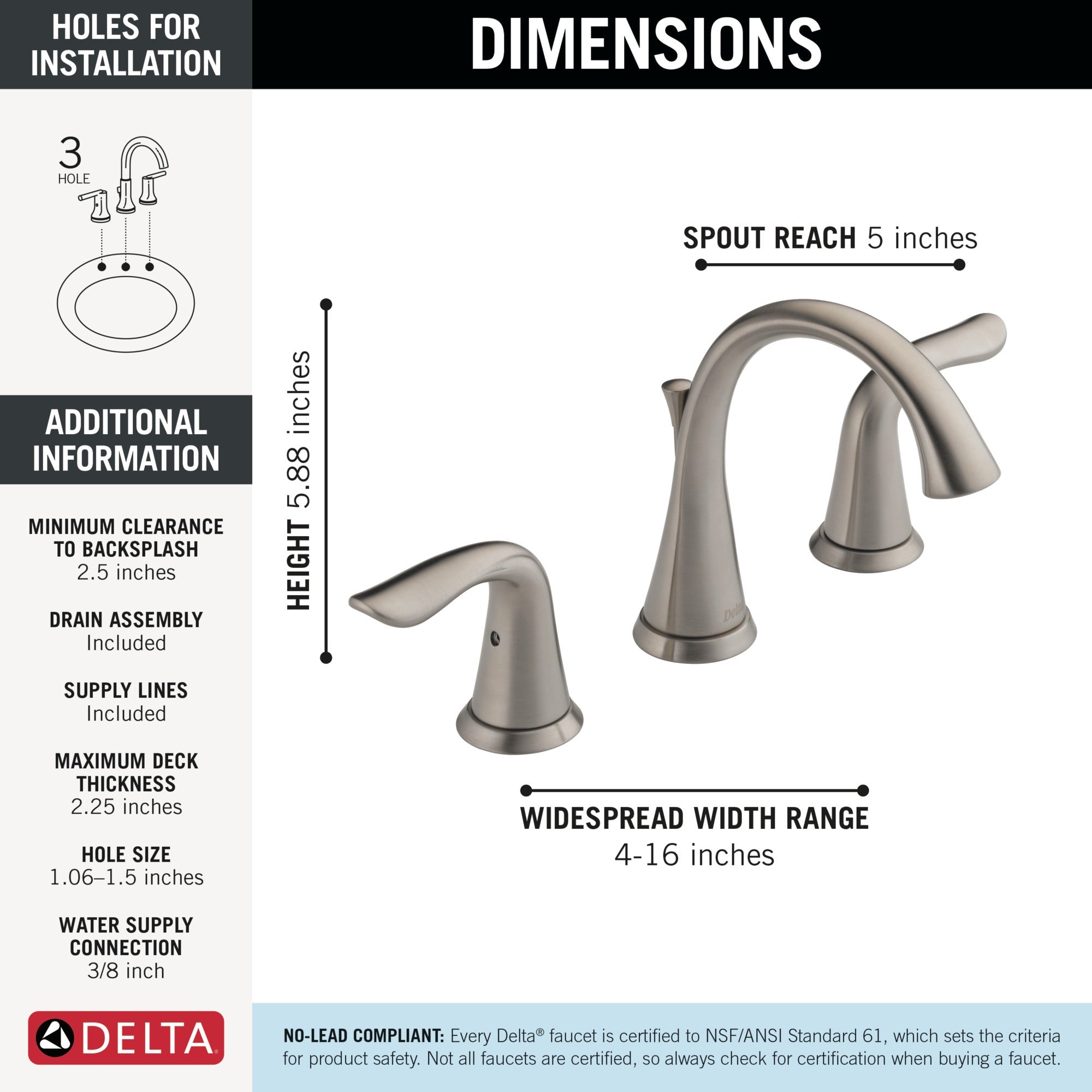 Delta Lahara® Two Handle Widespread Bathroom Faucet