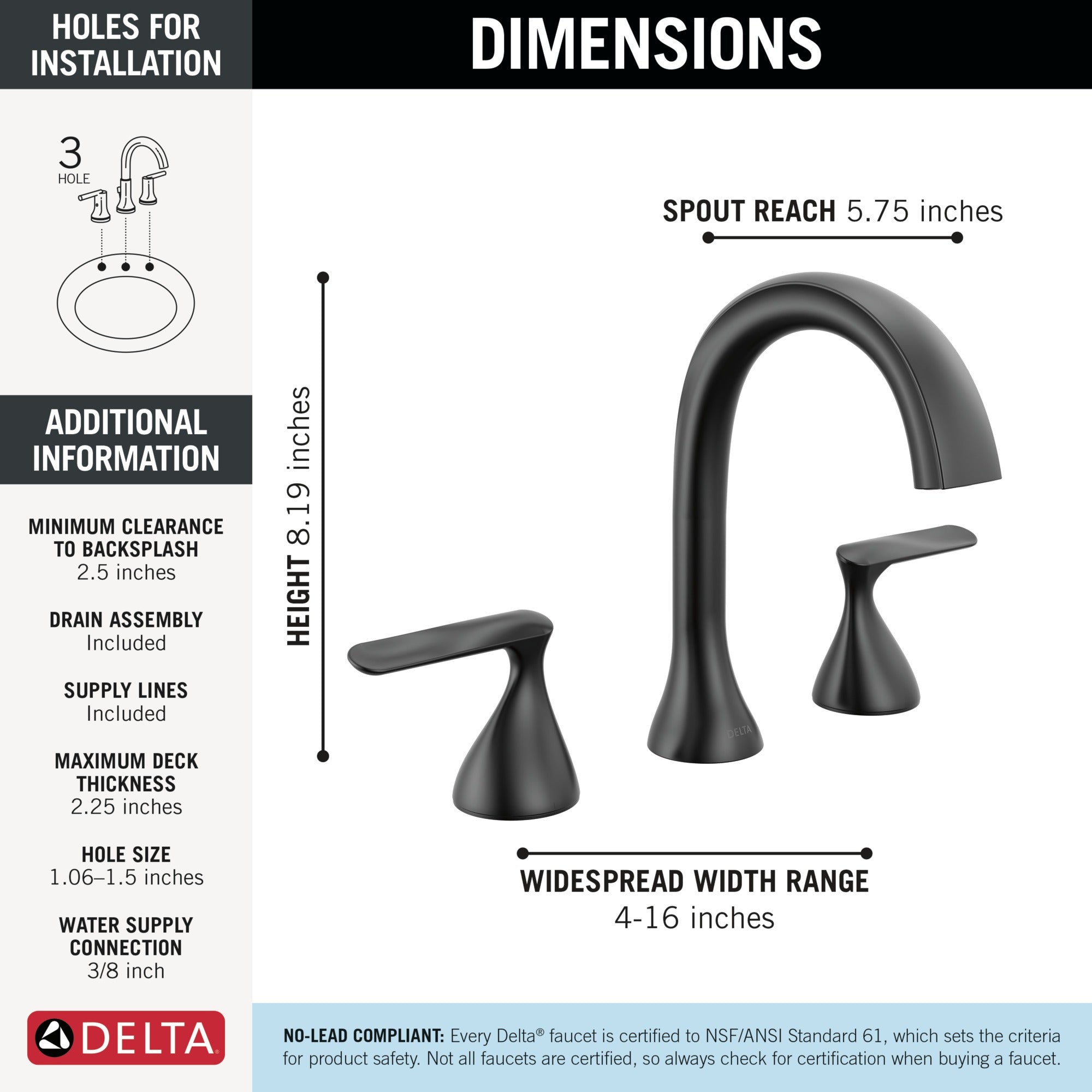 Delta Bonacci™ Two Handle Widespread Bathroom Faucet