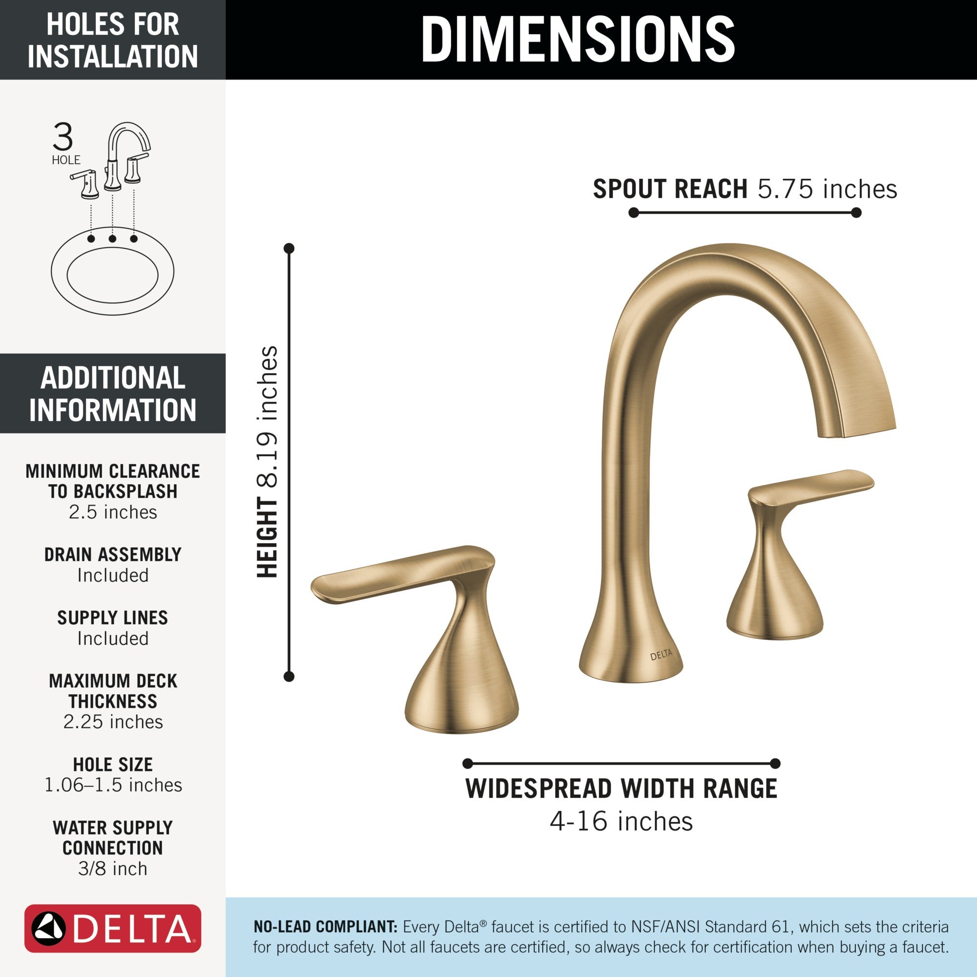 Delta Bonacci™ Two Handle Widespread Bathroom Faucet