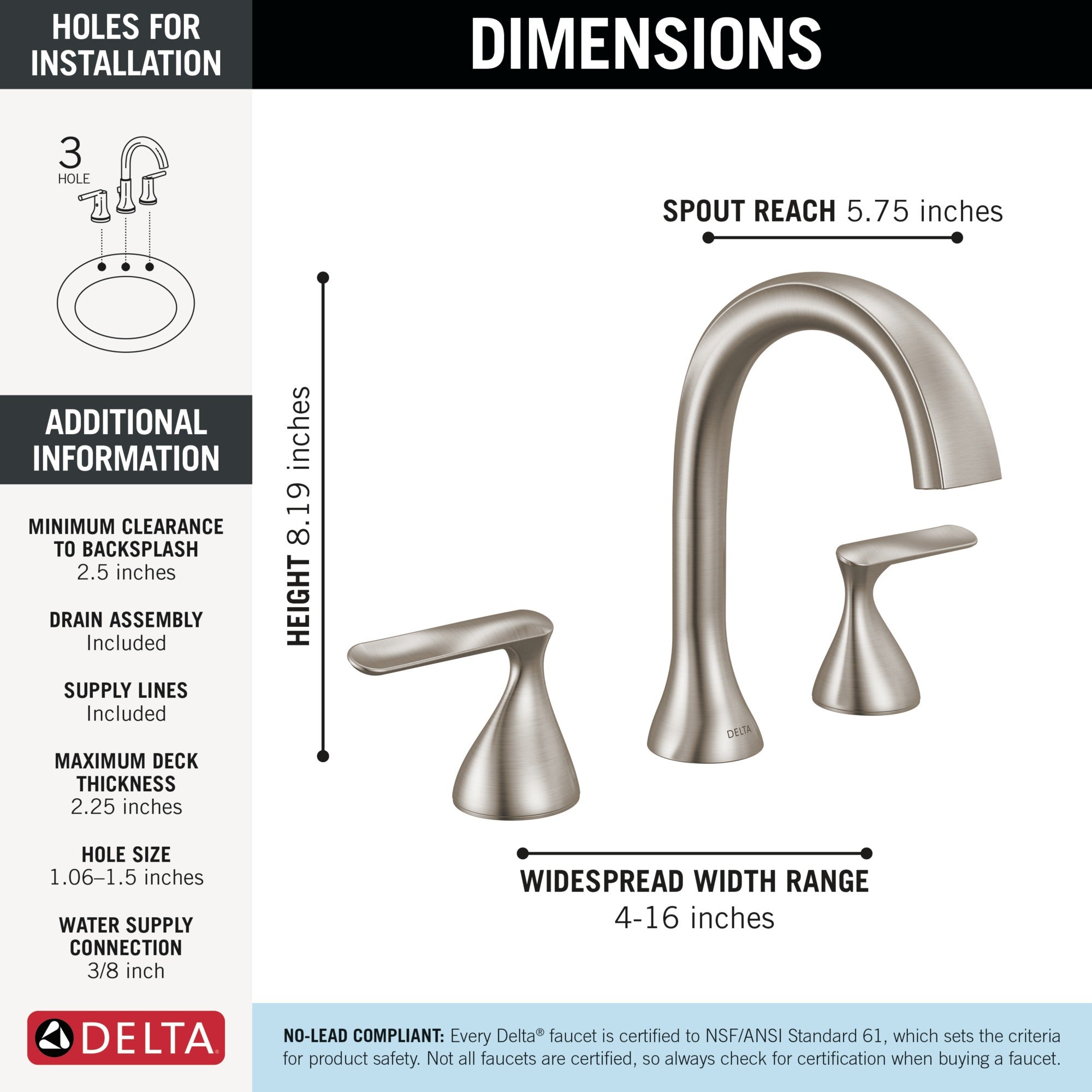Delta Bonacci™ Two Handle Widespread Bathroom Faucet