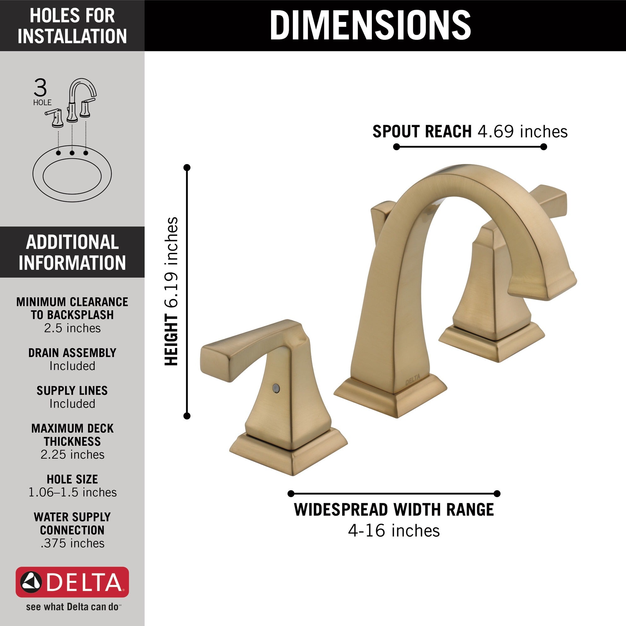 Delta Dryden™ Two Handle Widespread Bathroom Faucet