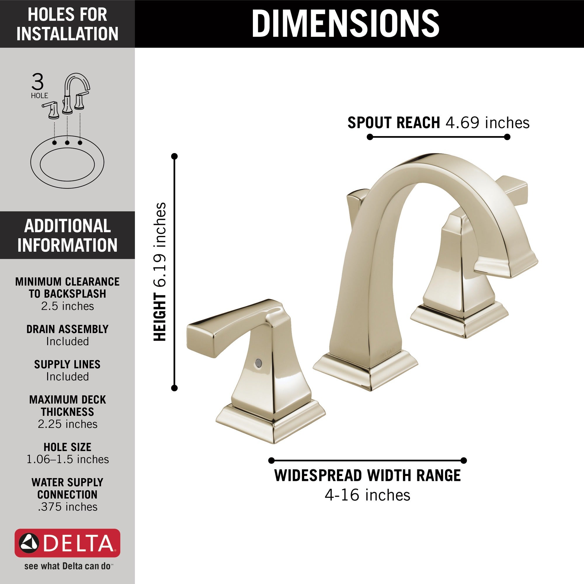 Delta Dryden™ Two Handle Widespread Bathroom Faucet