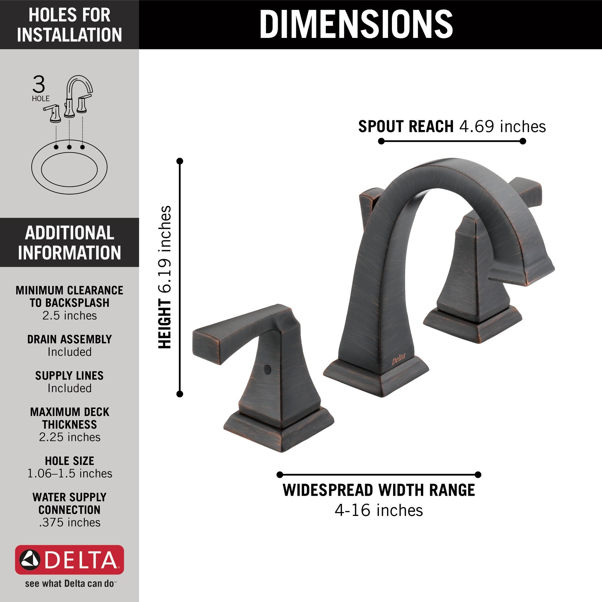 Delta Dryden™ Two Handle Widespread Bathroom Faucet