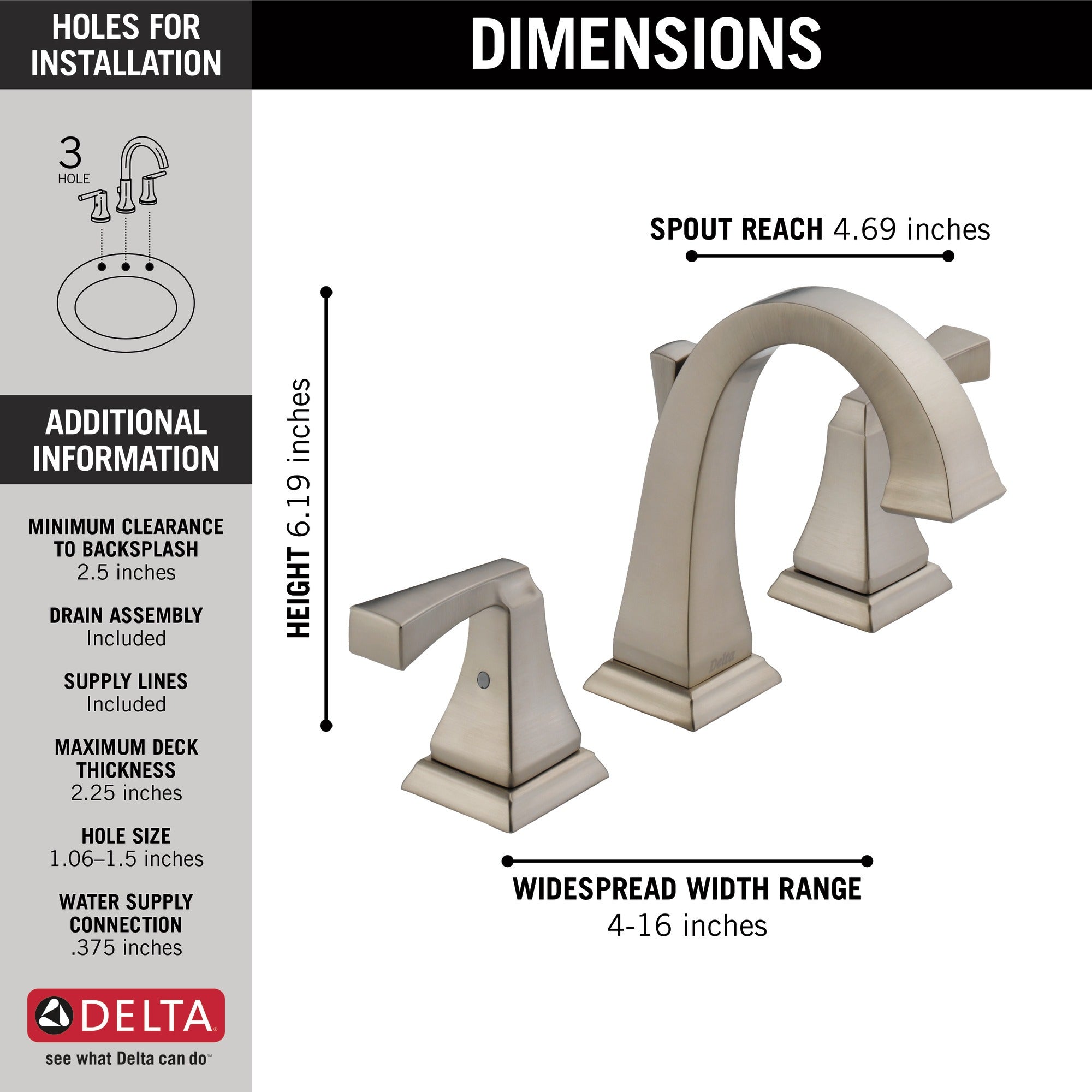 Delta Dryden™ Two Handle Widespread Bathroom Faucet