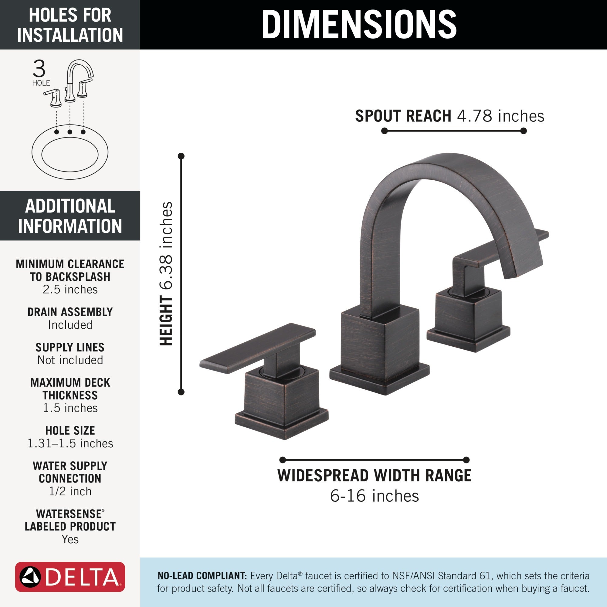 Delta Vero® Two Handle Widespread Bathroom Faucet