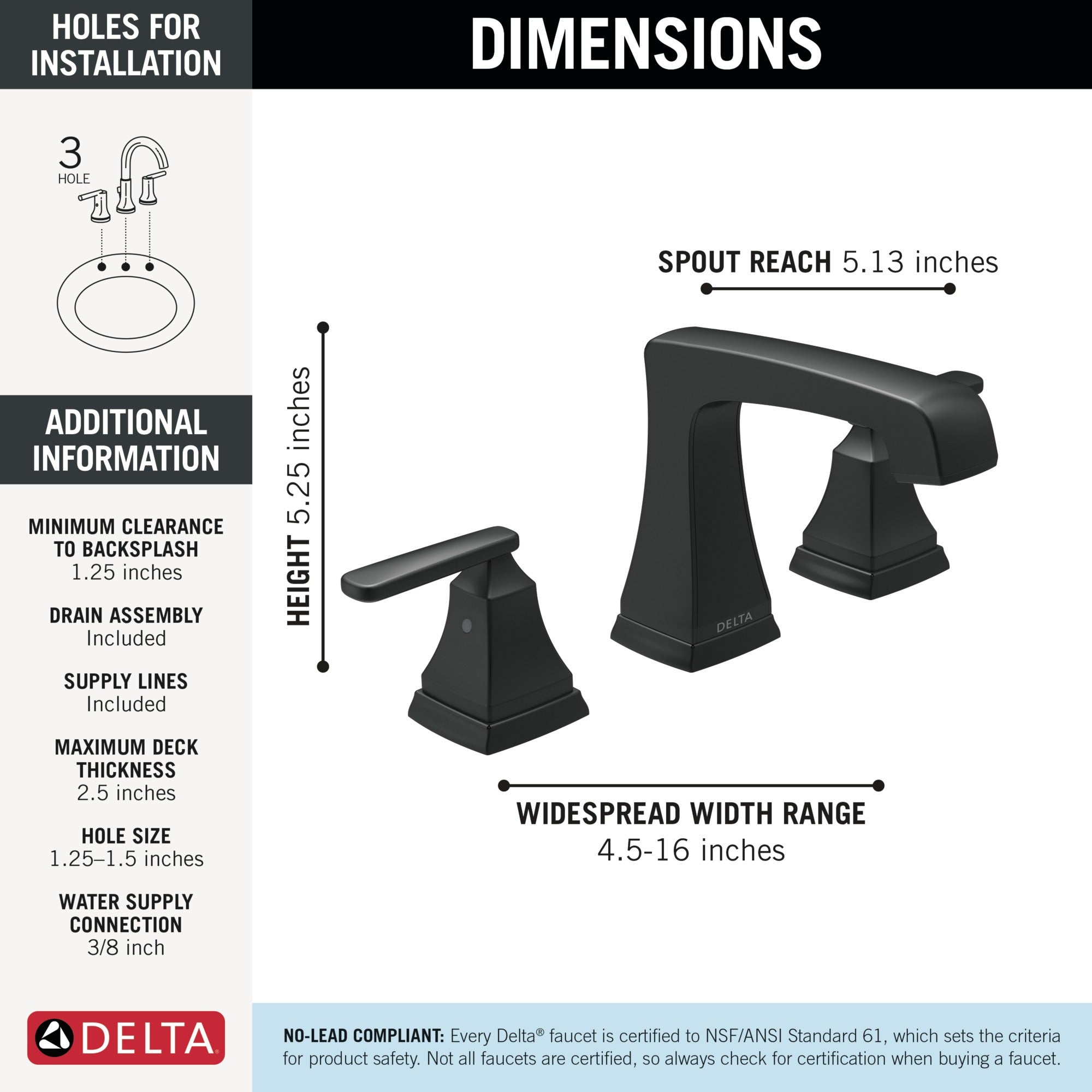 Delta Ashlyn® Two Handle Widespread Lavatory Faucet - Metal Pop-Up