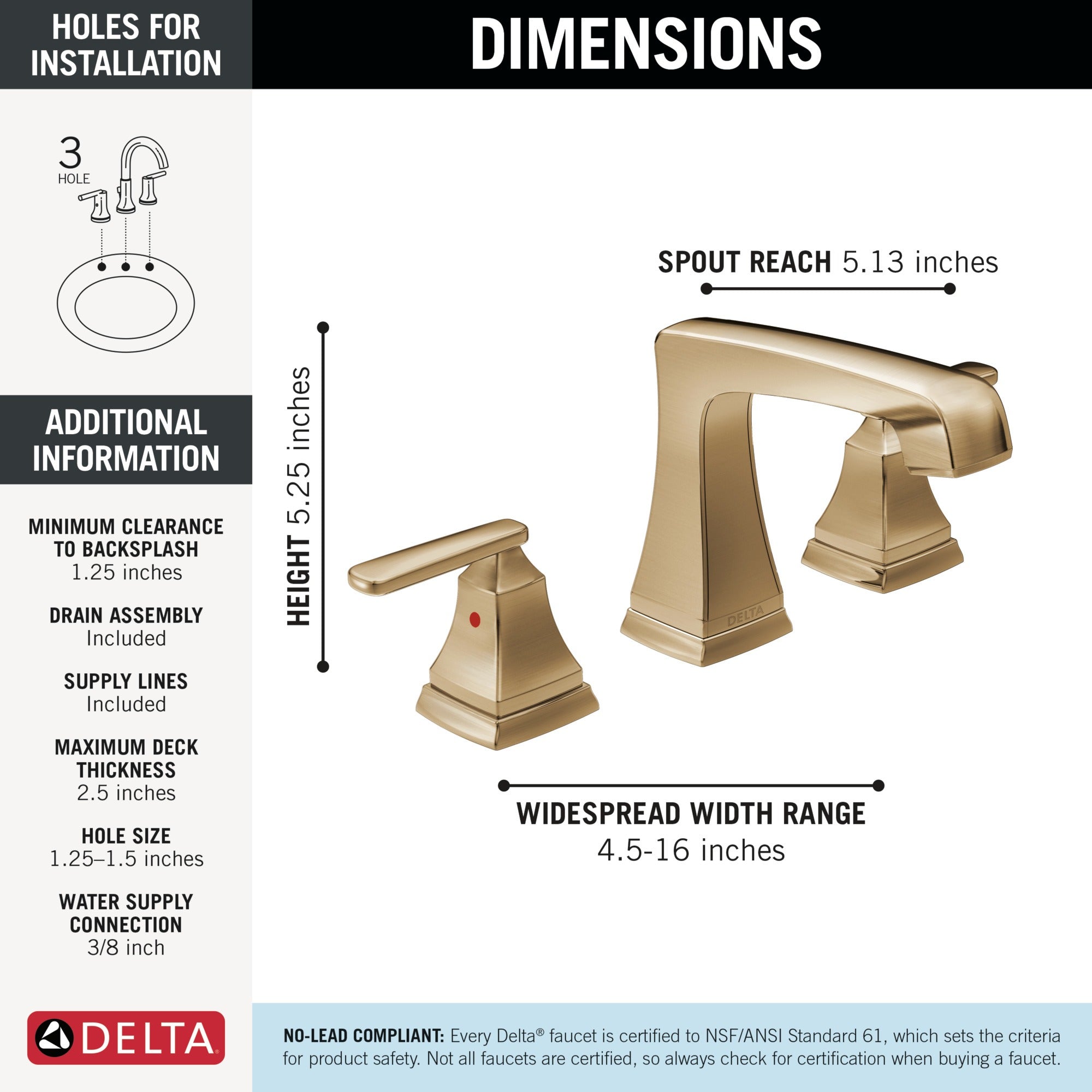 Delta Ashlyn® Two Handle Widespread Bathroom Faucet with EZ Anchor®