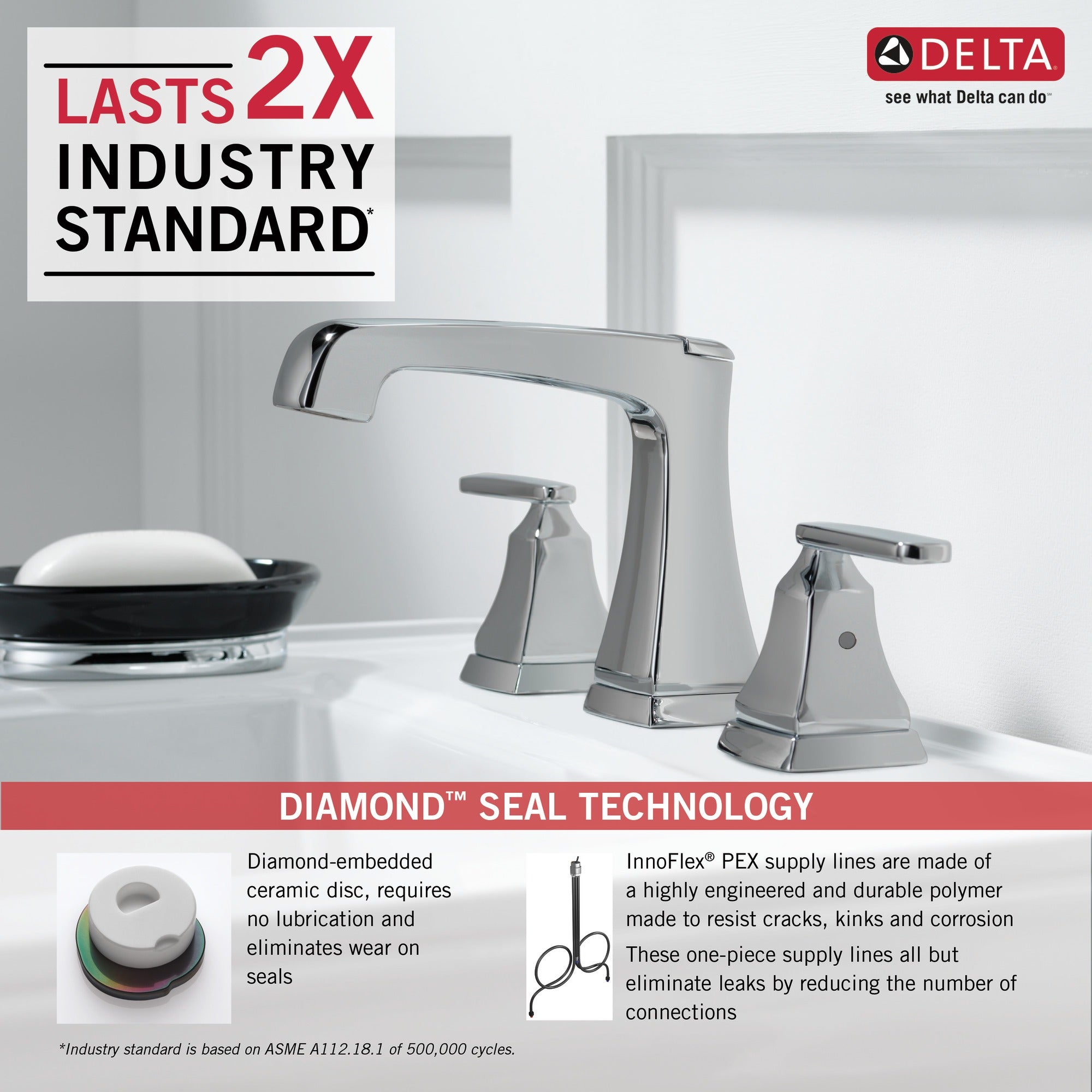 Delta Ashlyn® Two Handle Widespread Bathroom Faucet with EZ Anchor®
