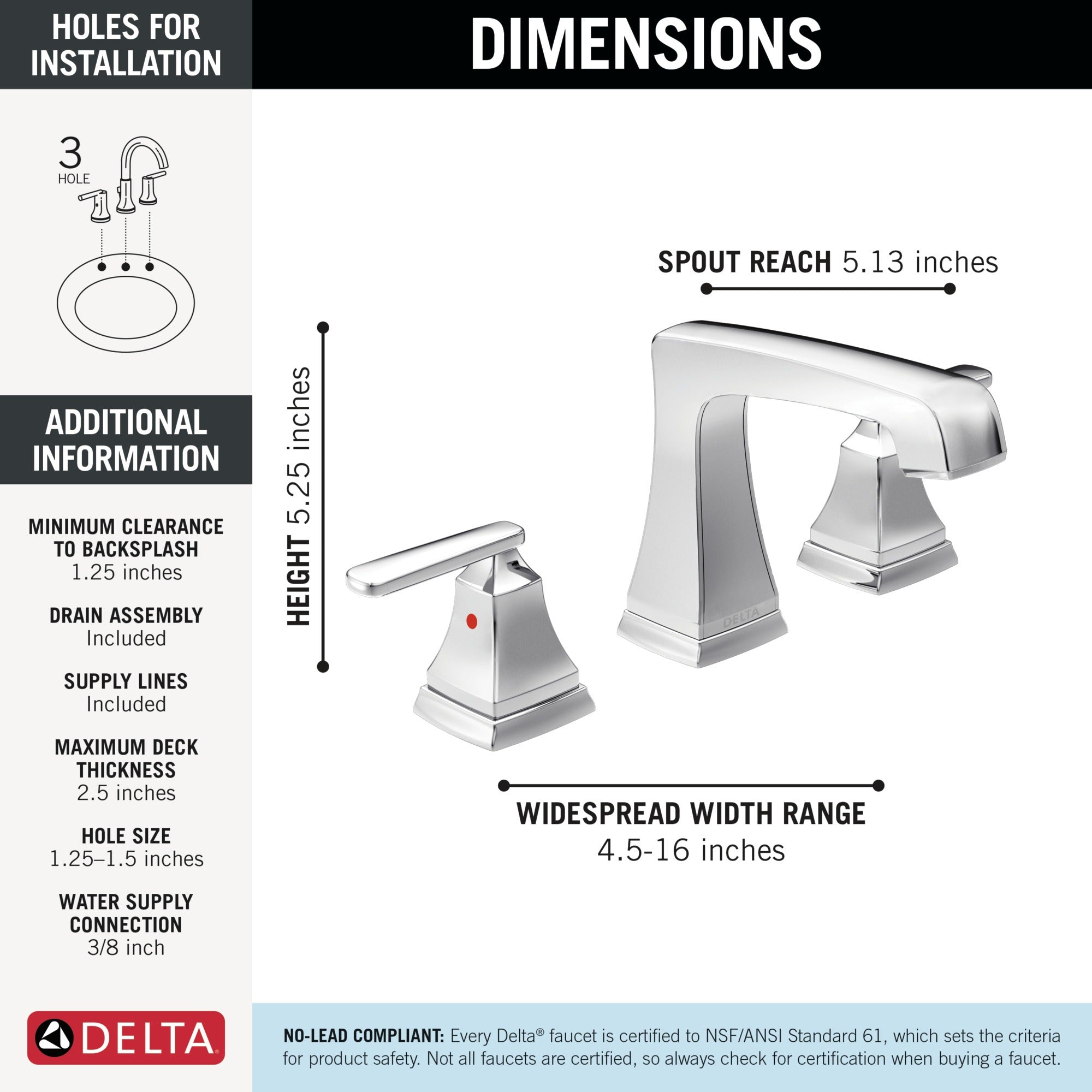 Delta Ashlyn® Two Handle Widespread Bathroom Faucet with EZ Anchor®