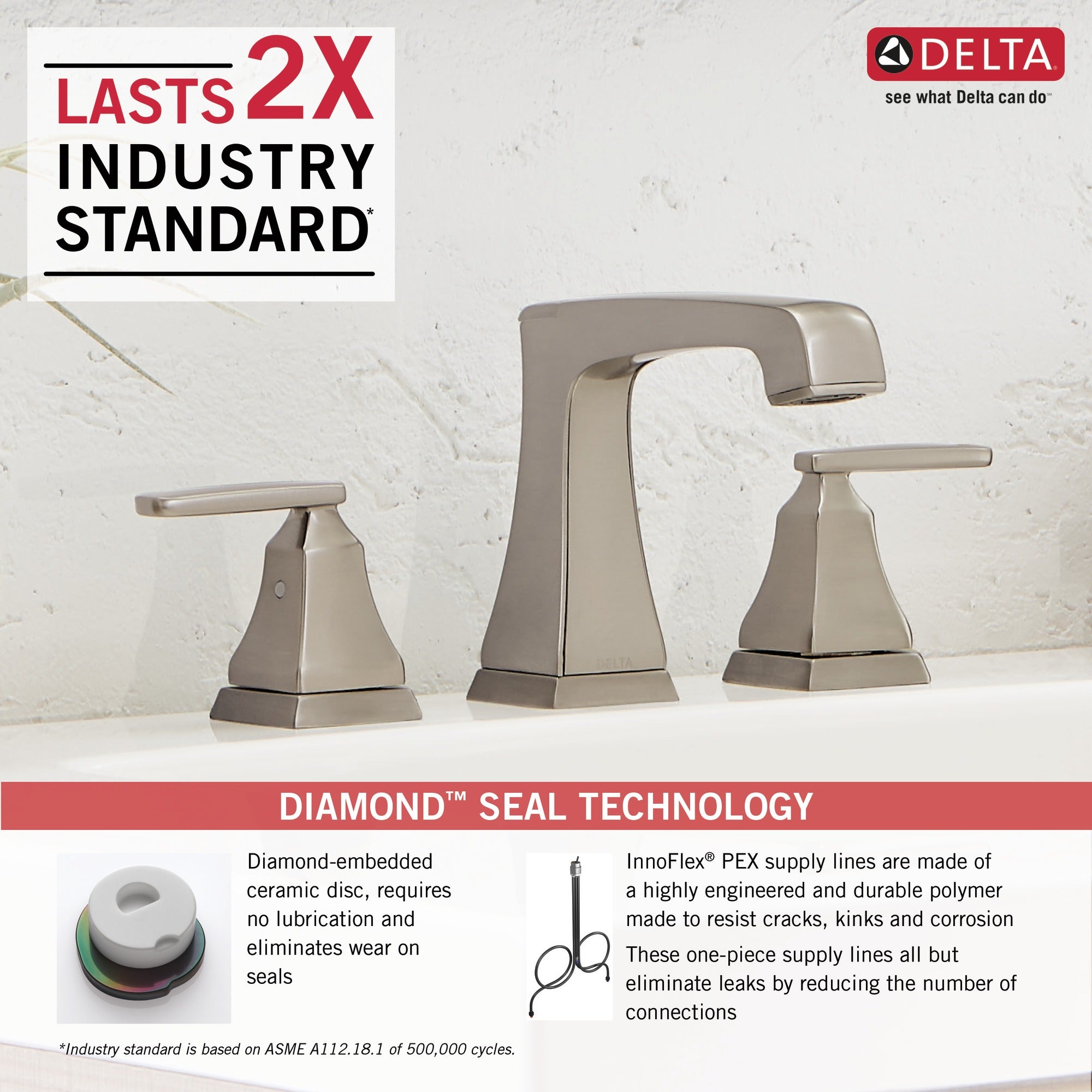 Delta Ashlyn® Two Handle Widespread Bathroom Faucet with EZ Anchor®
