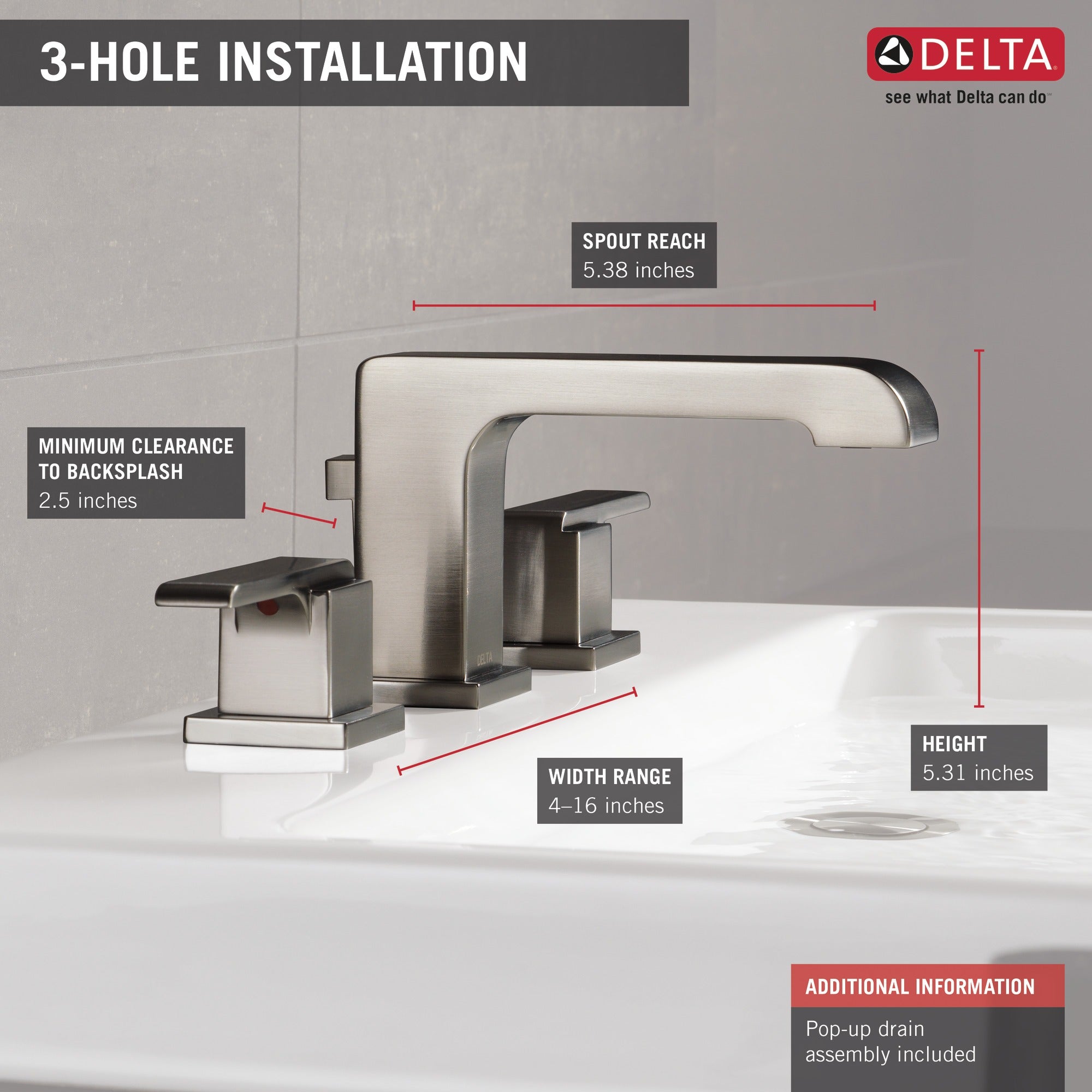 Delta Ara® Two Handle Widespread Bathroom Faucet