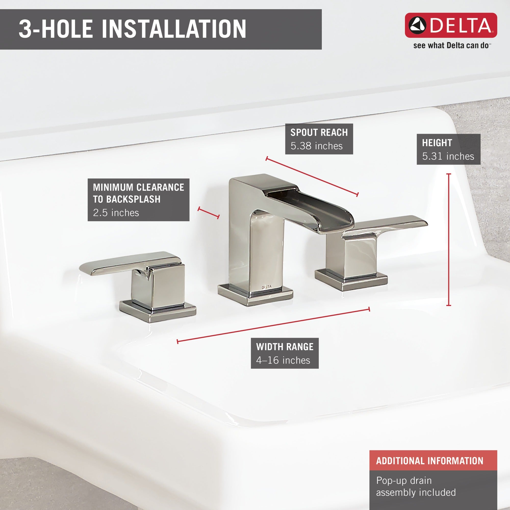 Delta Ara® Two Handle Widespread Channel Bathroom Faucet