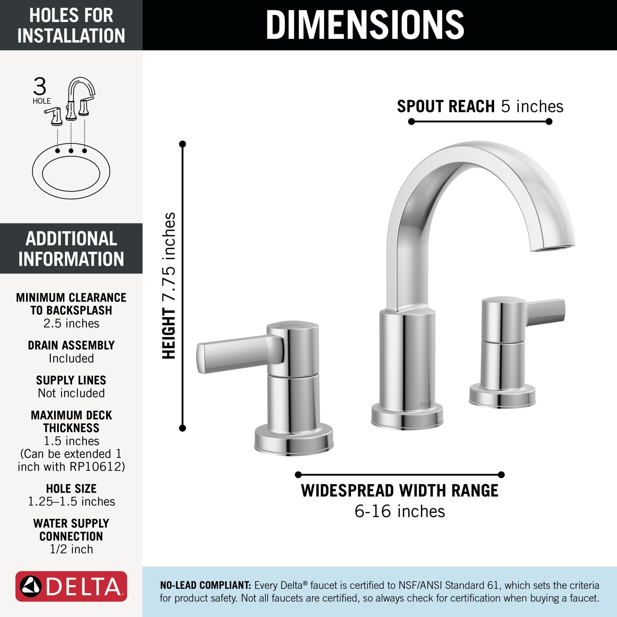 Delta Albion™ Two Handle Widespread Bathroom Faucet