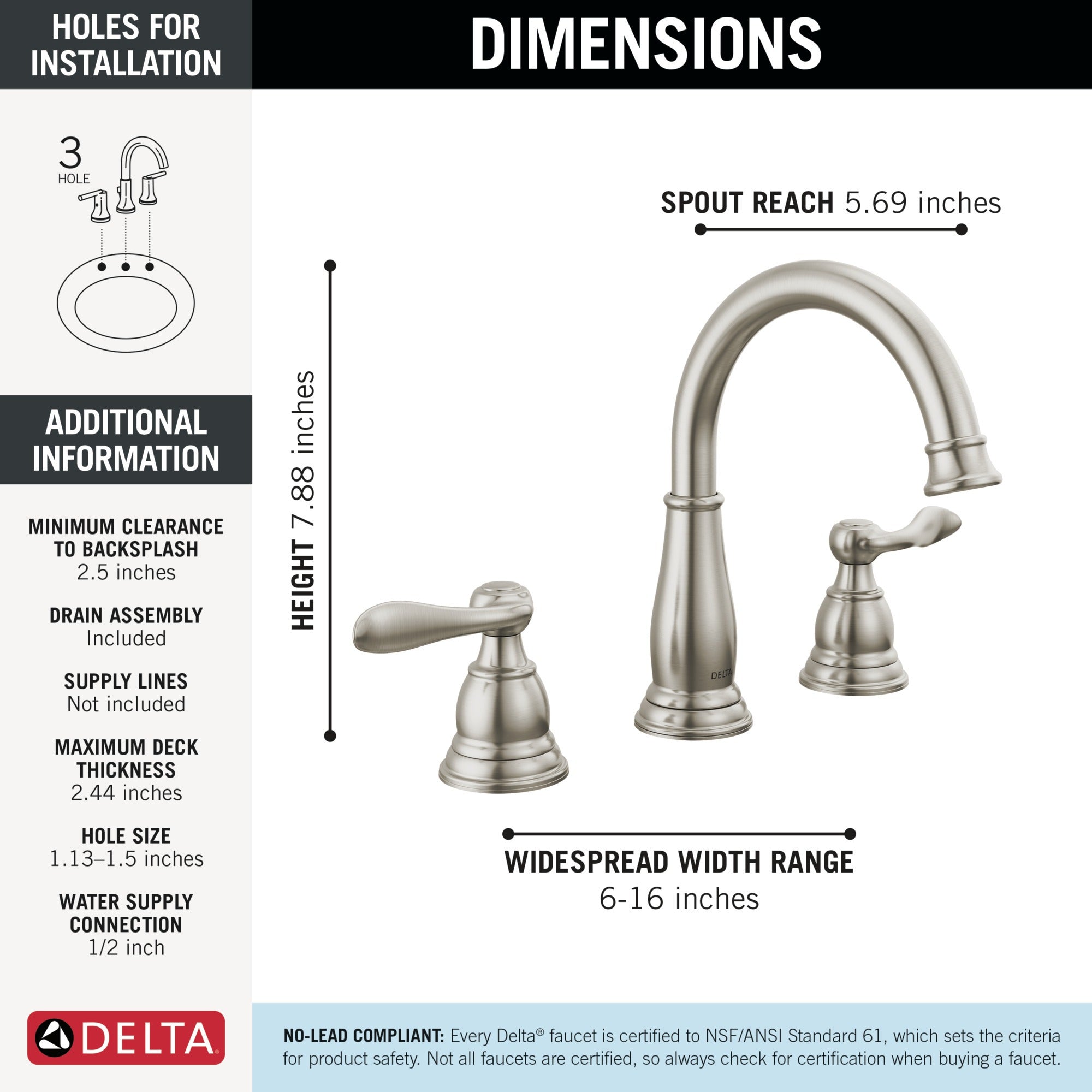Delta Windemere® Two Handle Widespread Bathroom Faucet
