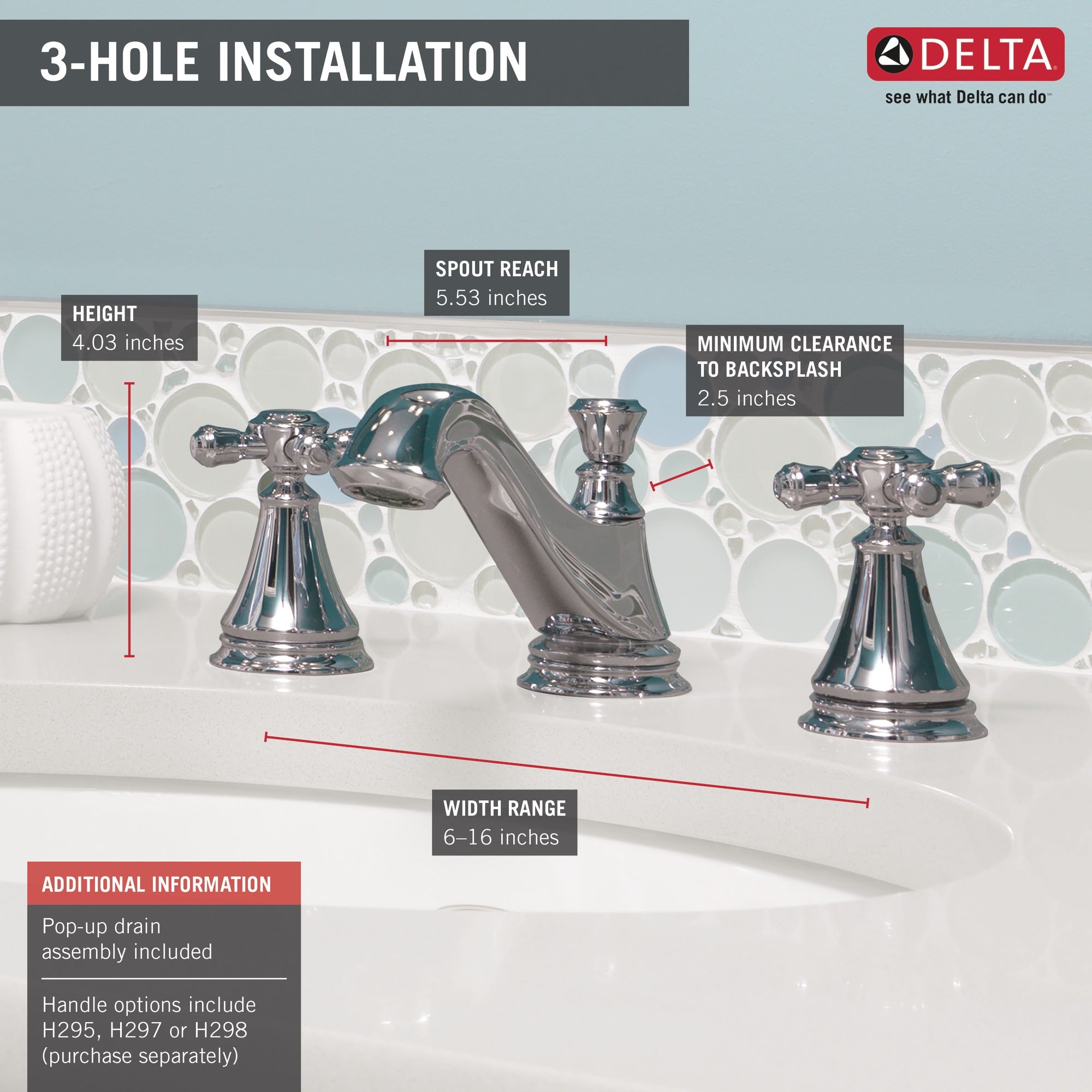 Delta Cassidy® Two Handle Widespread Bathroom Faucet - Low Arc Spout - Less Handles