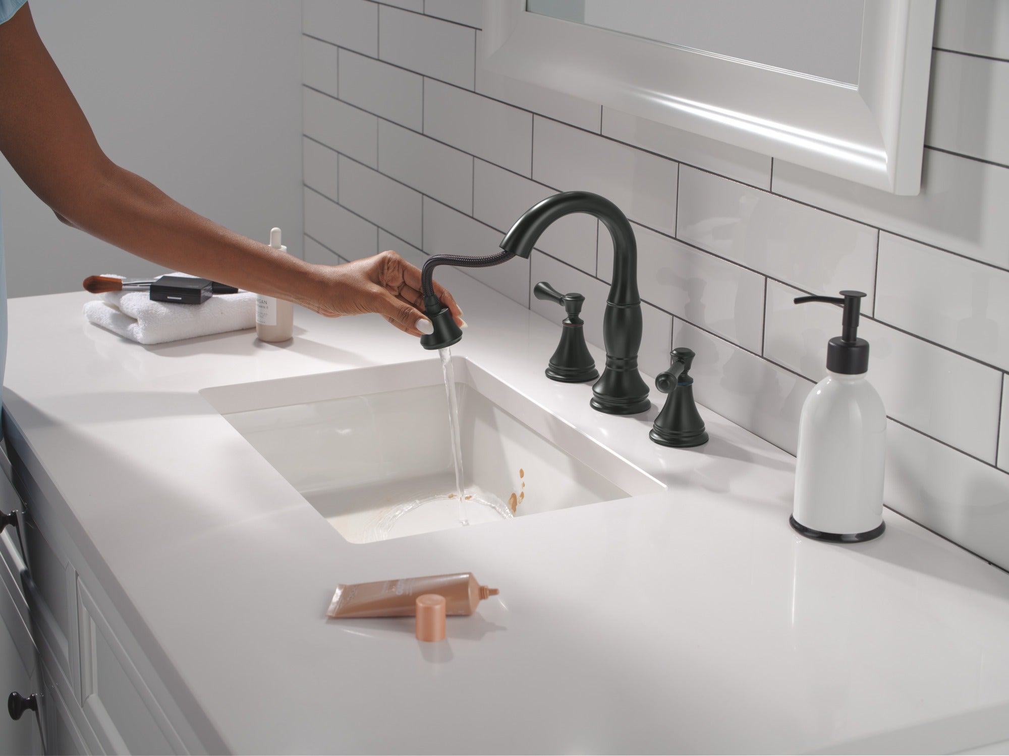 Delta Cassidy® Two Handle Widespread Pull Down Bathroom