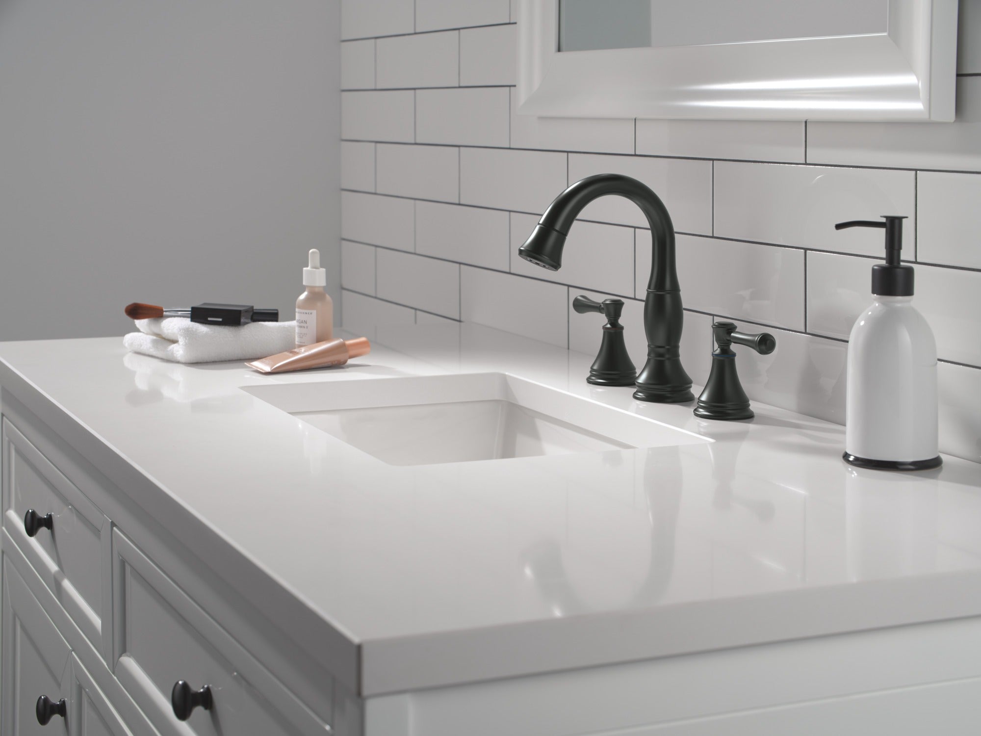 Delta Cassidy® Two Handle Widespread Pull Down Bathroom