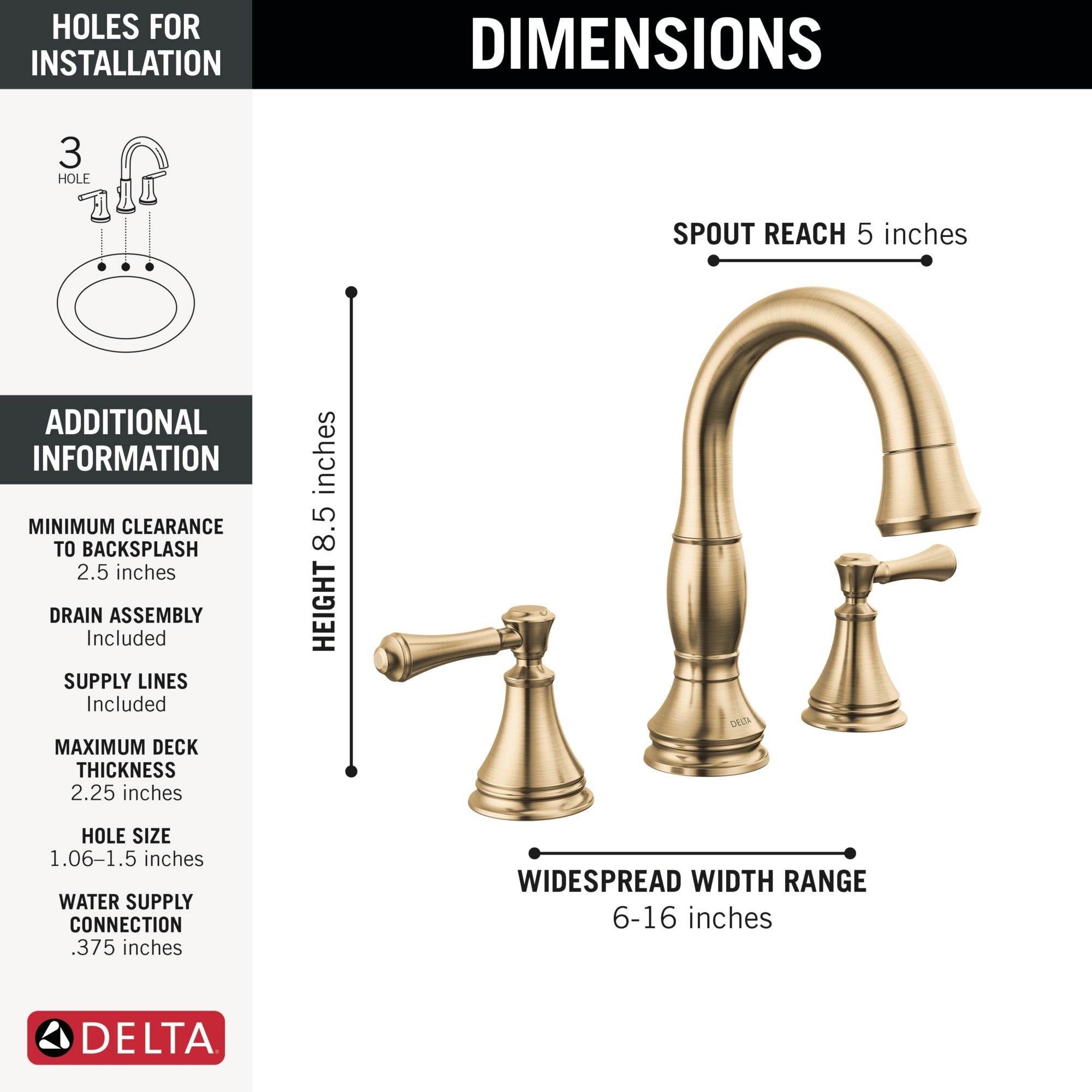 Delta Cassidy® Two Handle Widespread Pull Down Bathroom Faucet