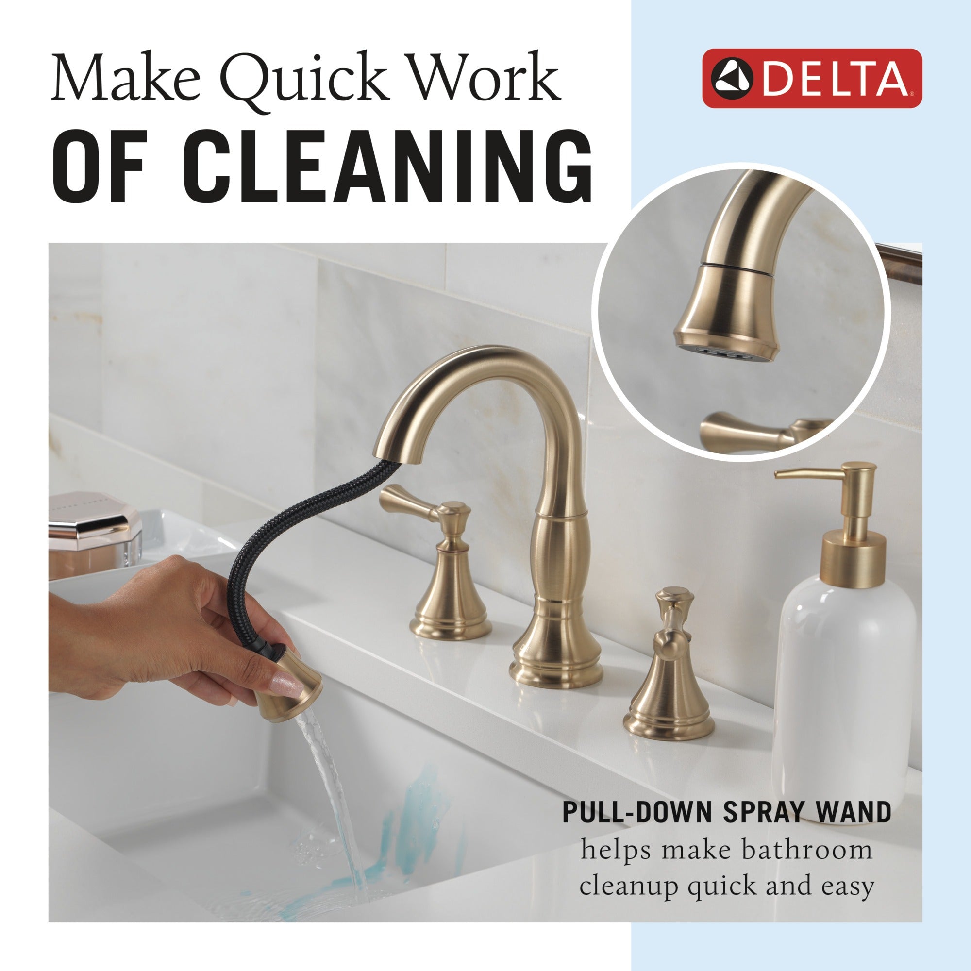 Delta Cassidy® Two Handle Widespread Pull Down Bathroom Faucet