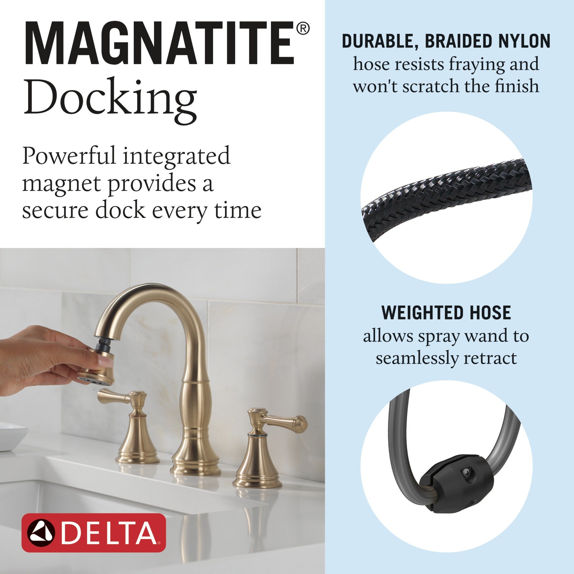Delta Cassidy® Two Handle Widespread Pull Down Bathroom Faucet