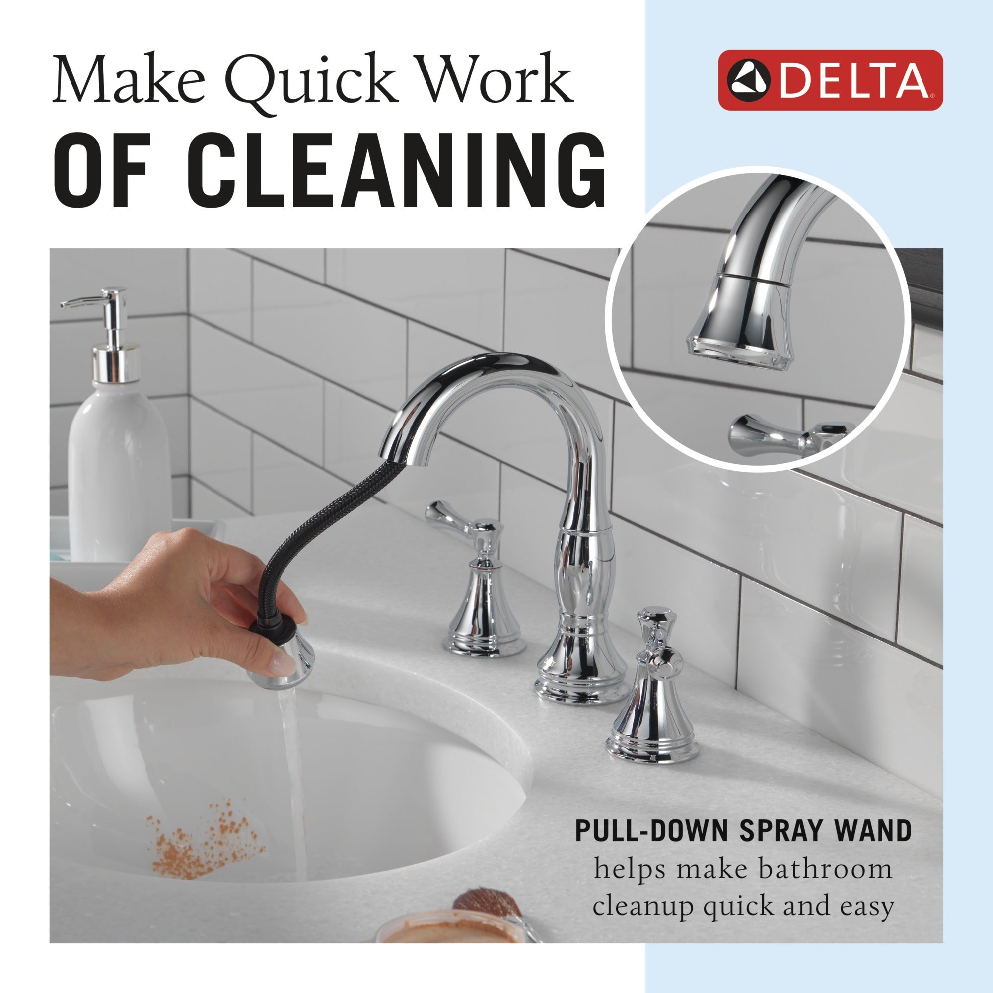 Delta Cassidy® Two Handle Widespread Pull Down Bathroom Faucet