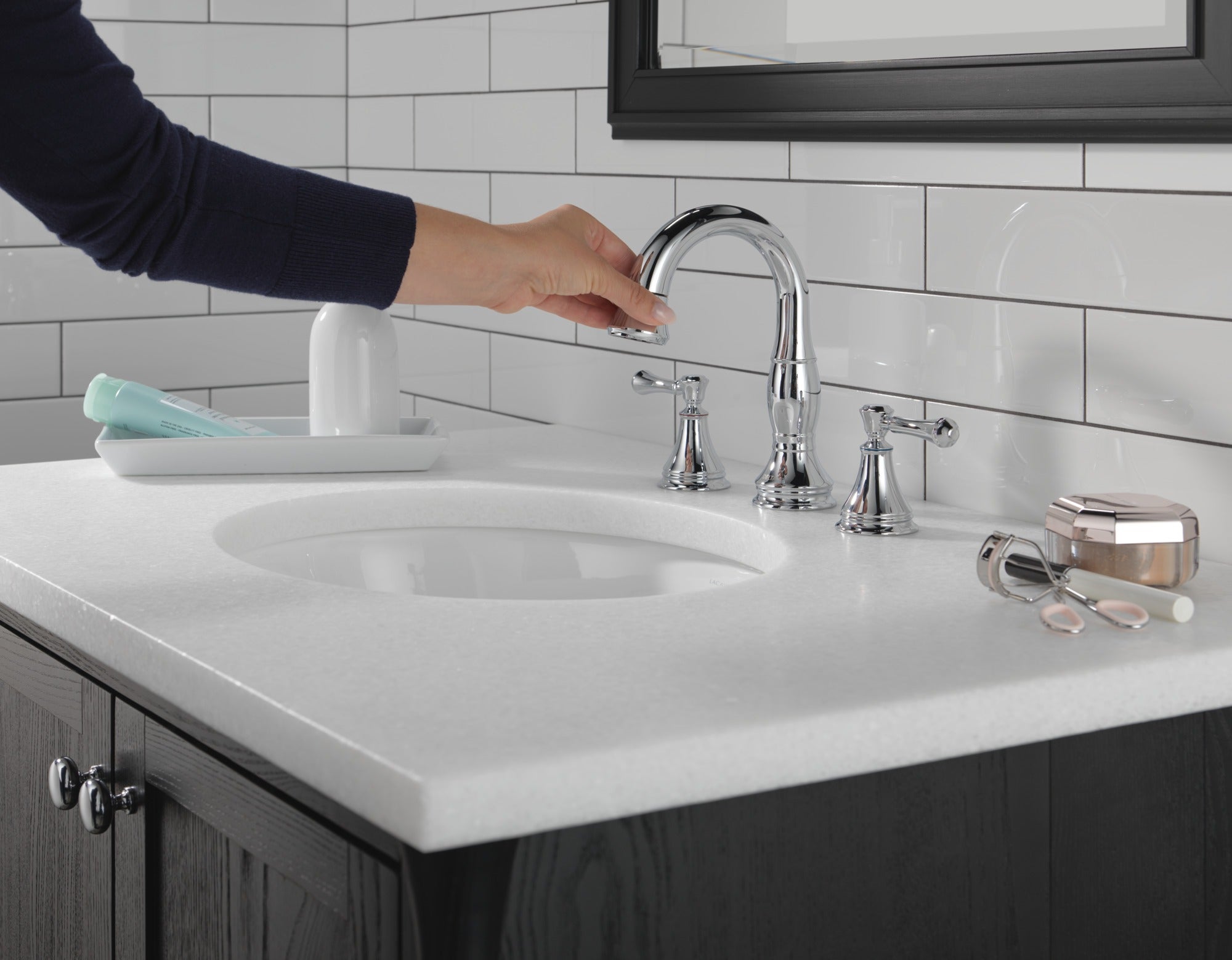 Delta Cassidy® Two Handle Widespread Pull Down Bathroom Faucet