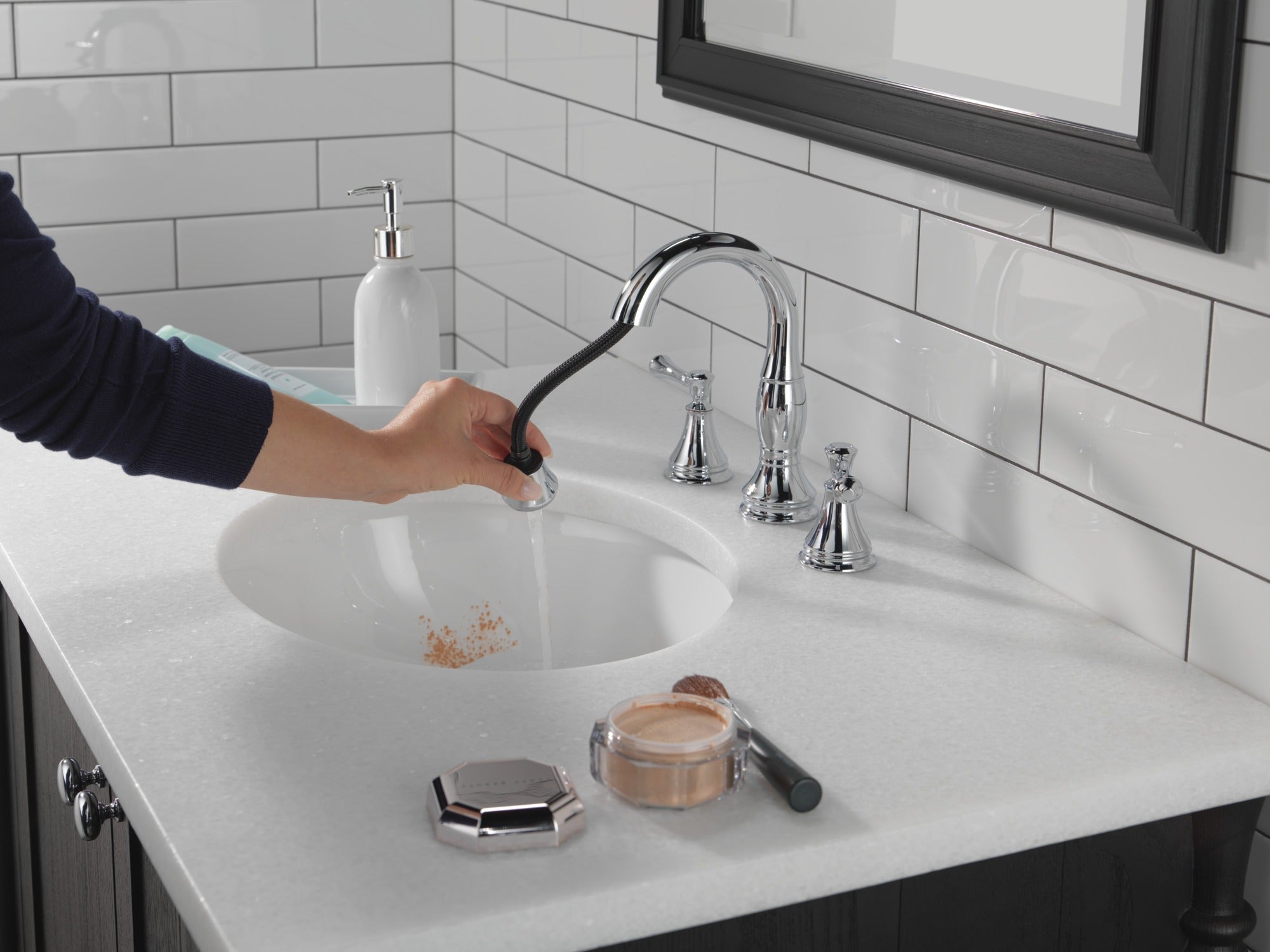 Delta Cassidy® Two Handle Widespread Pull Down Bathroom Faucet