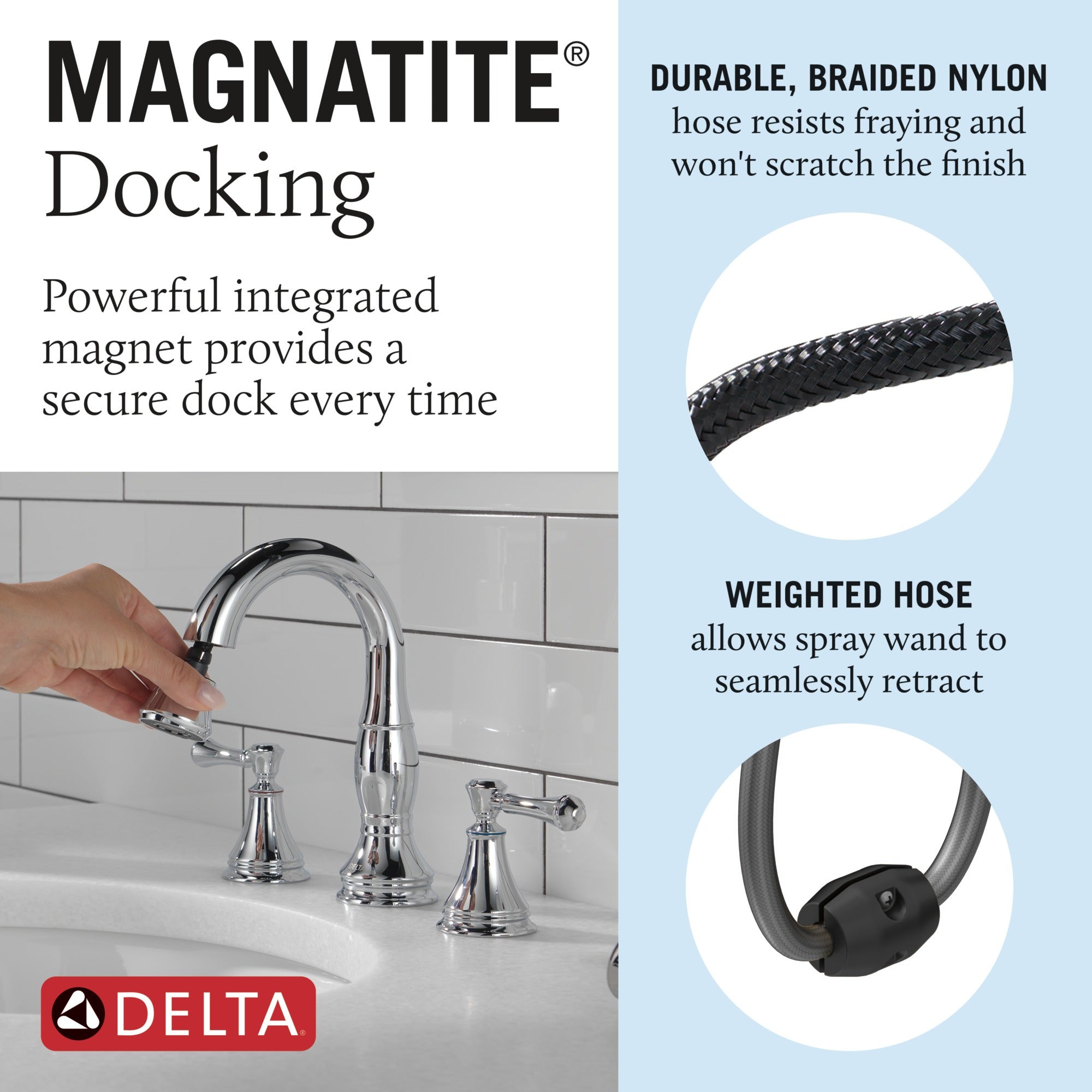 Delta Cassidy® Two Handle Widespread Pull Down Bathroom Faucet